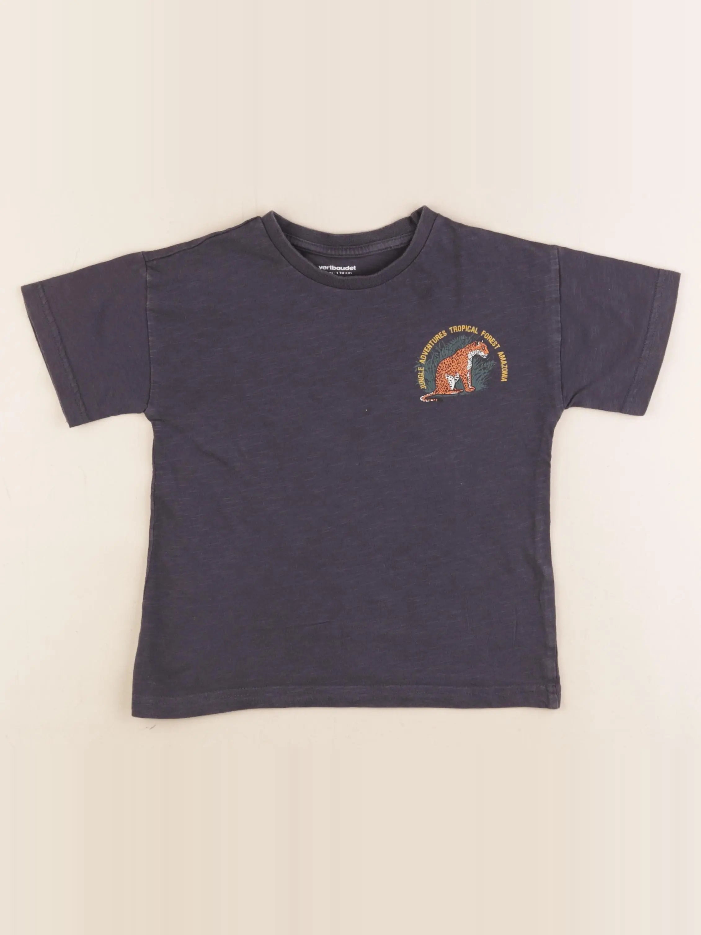 Vertbaudet - tee-shirt imprimé au dos bleu - 5 ans