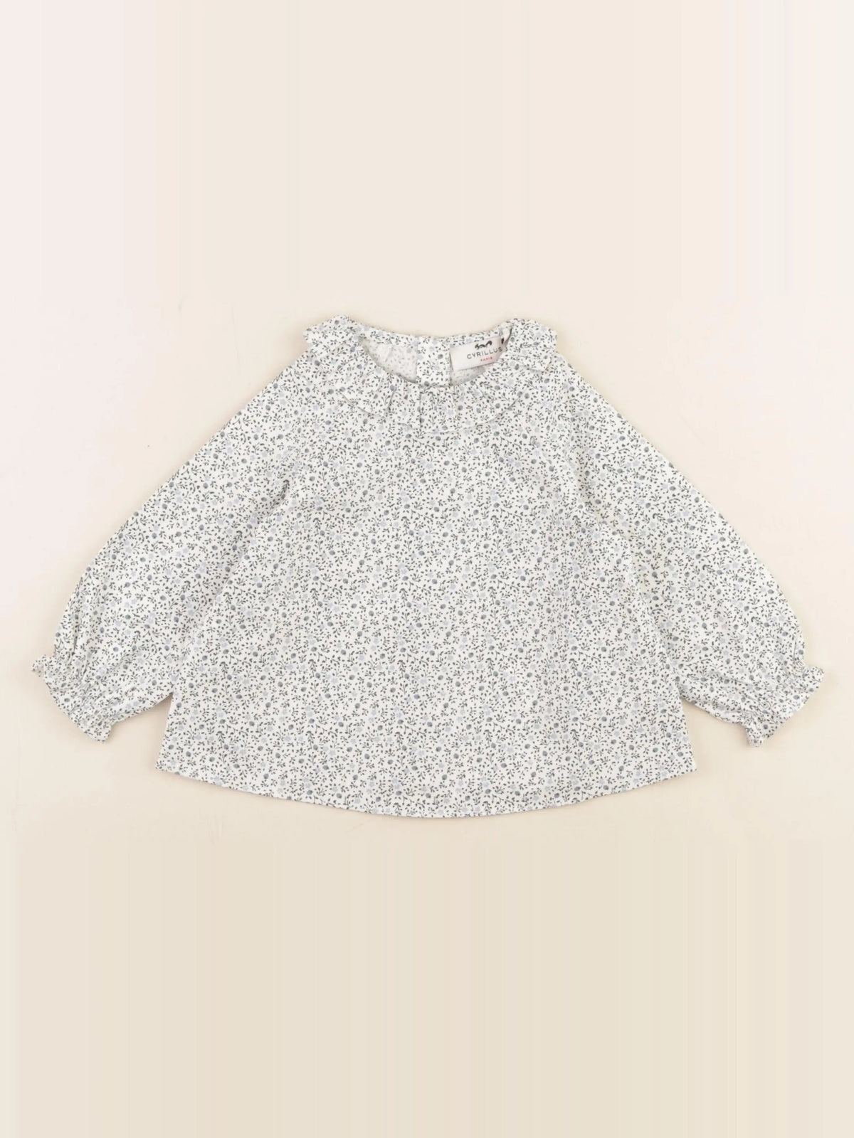 Cyrillus - blouse blanc, bleu - 12 mois