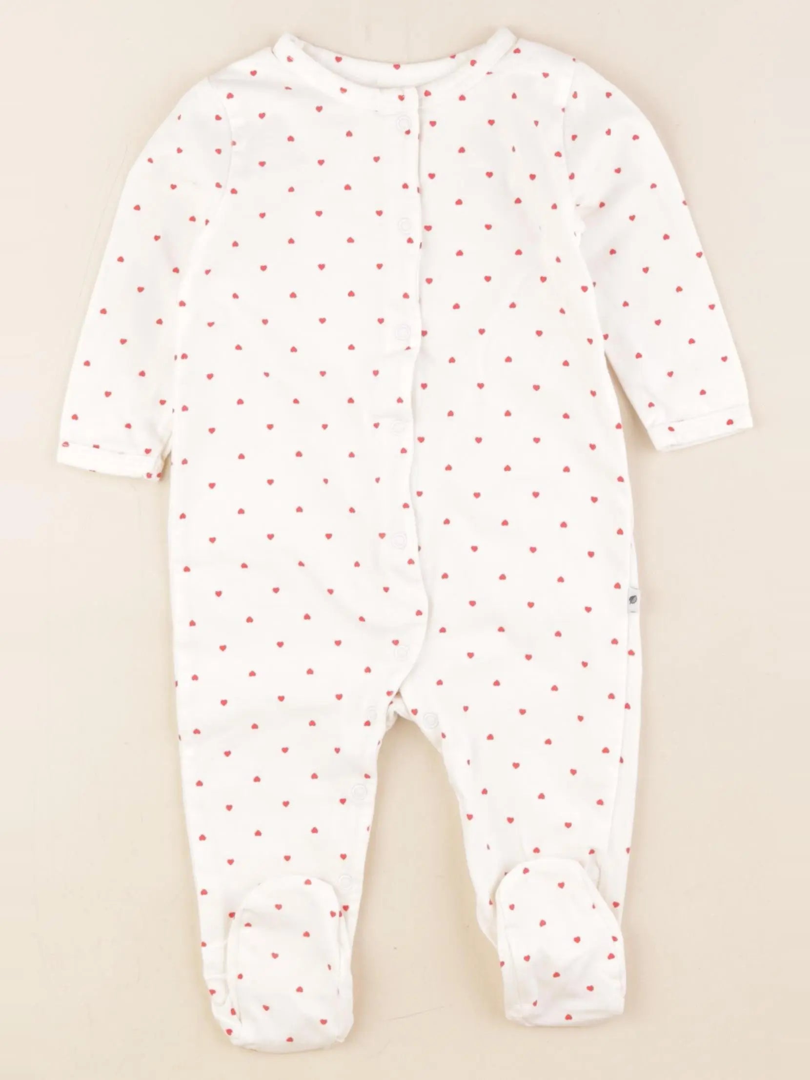 Vertbaudet - pyjama coton blanc, rouge - 9 mois