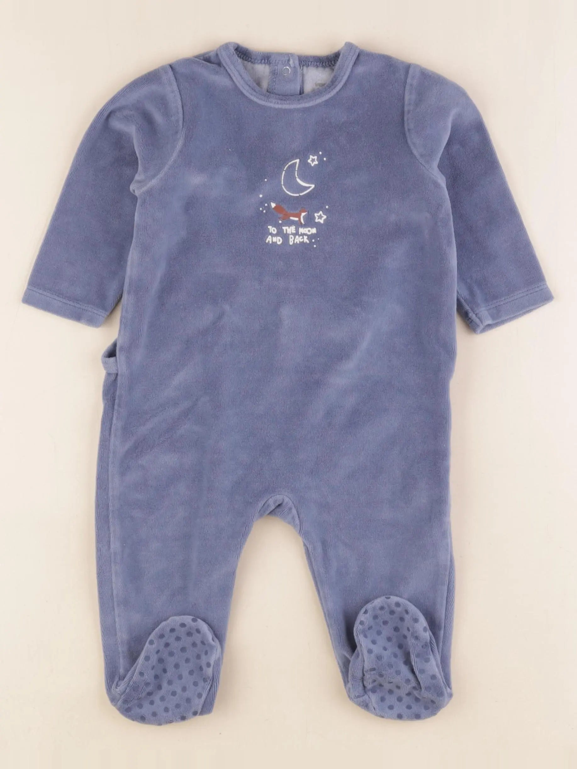 Vertbaudet - pyjama velours bleu - 12 mois