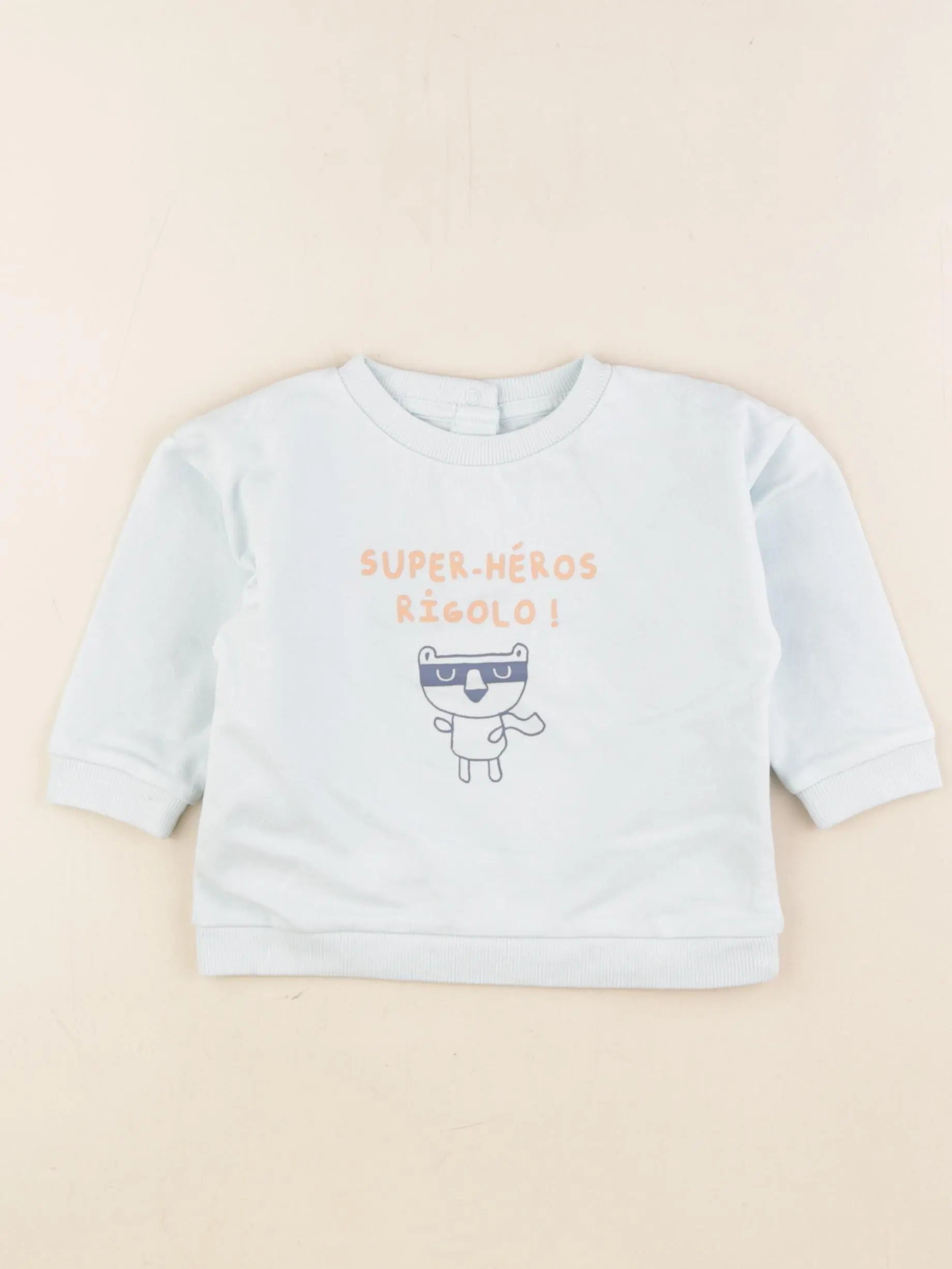 Vertbaudet - sweat bleu - 12 mois