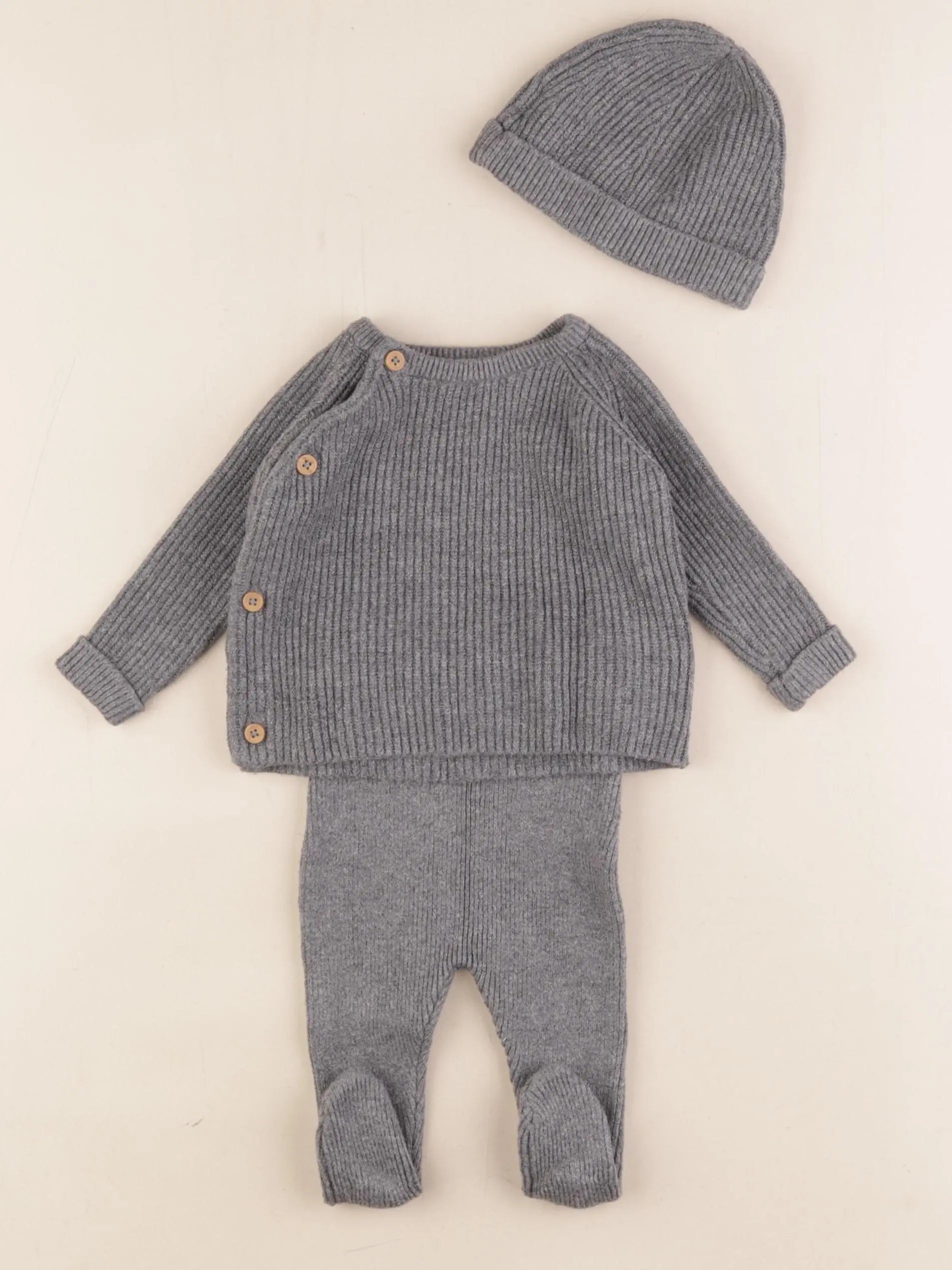 Vertbaudet - ensemble gris - 0/1 mois