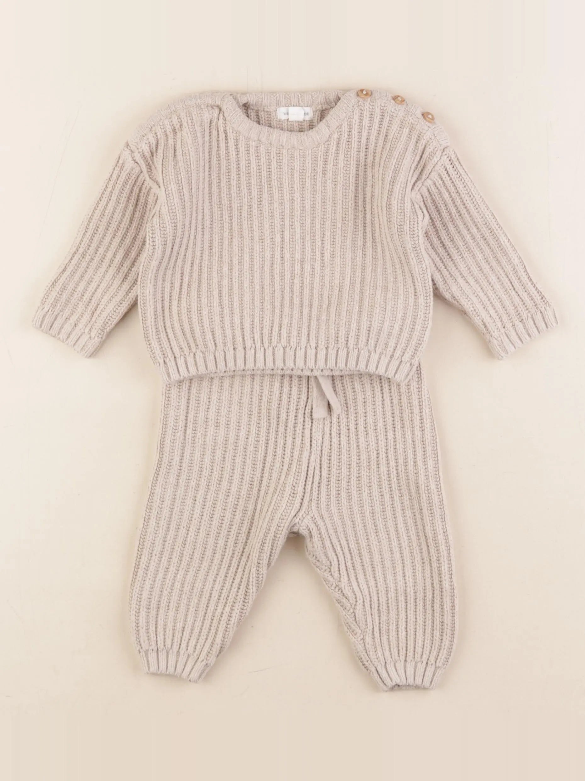 Vertbaudet - ensemble beige - 3 mois