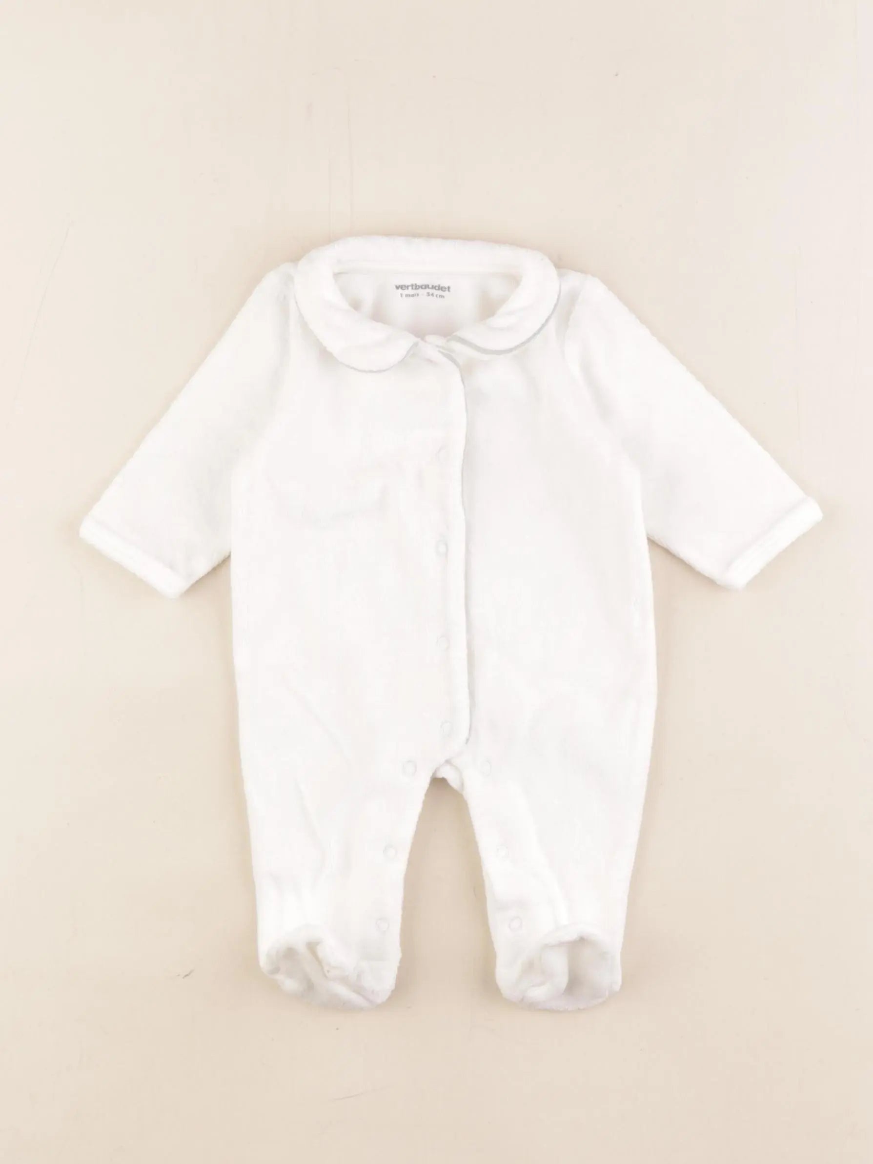 Vertbaudet - pyjama velours blanc - 1 mois
