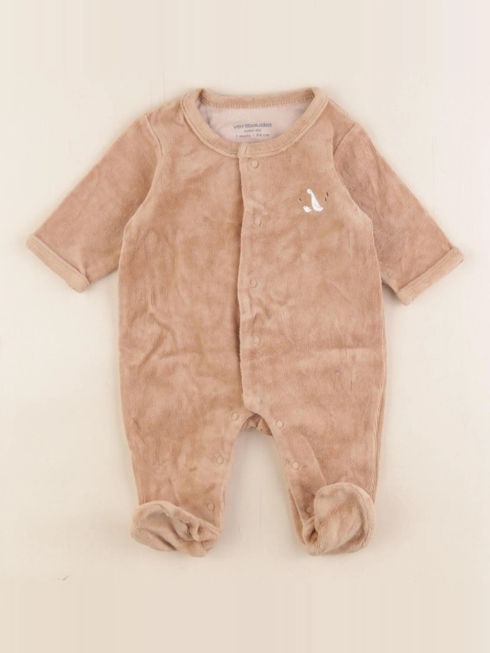 Vertbaudet - pyjama velours marron - 1 mois