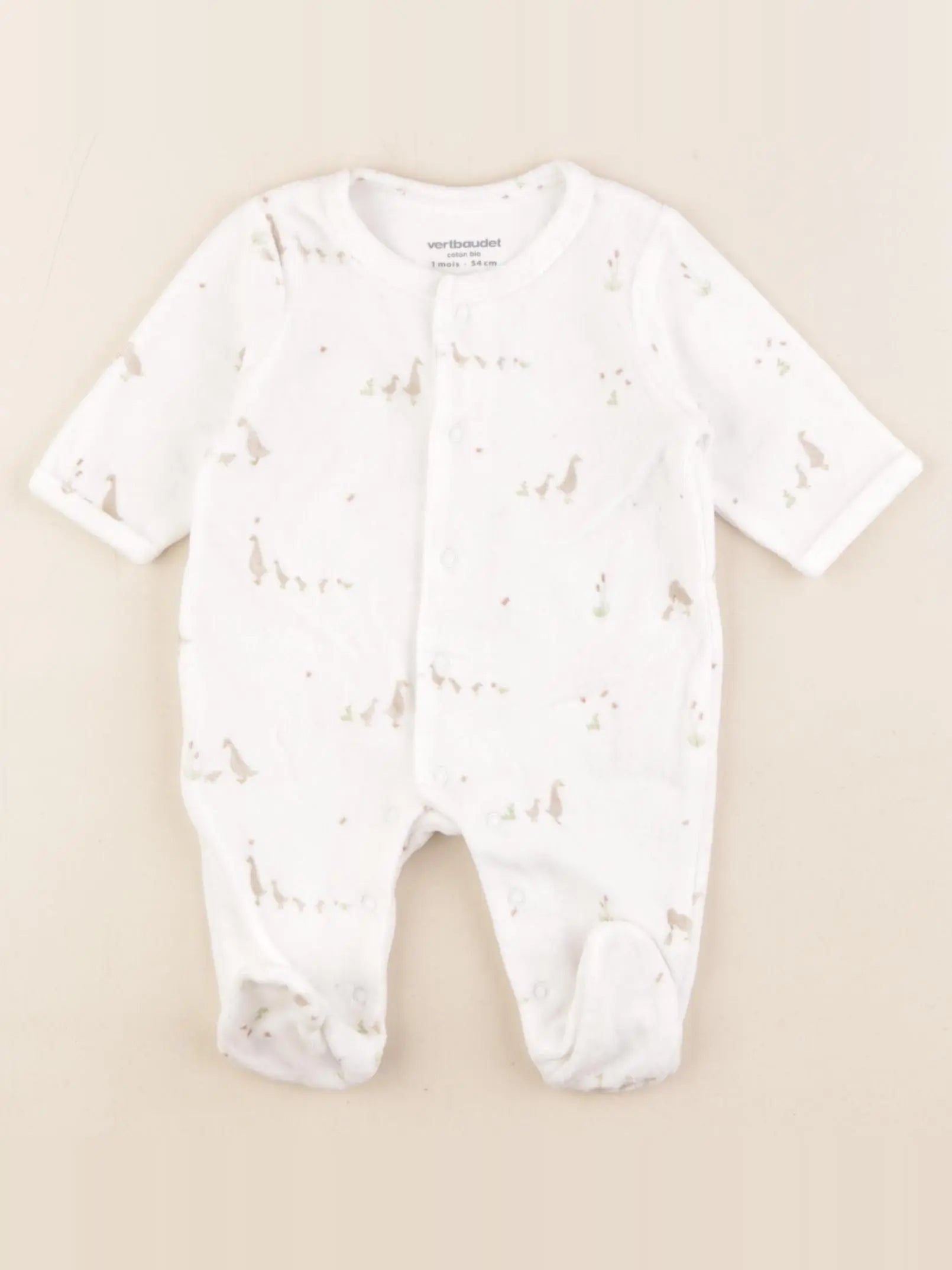 Vertbaudet - pyjama velours blanc - 1 mois