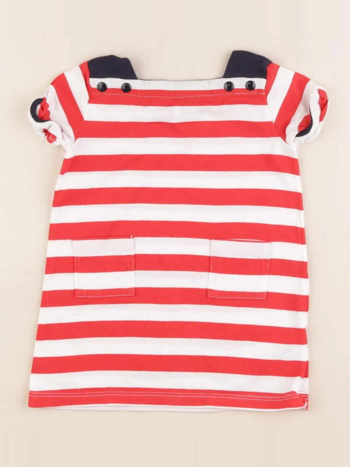 Petit Bateau - robe rouge, blanc - 6 mois