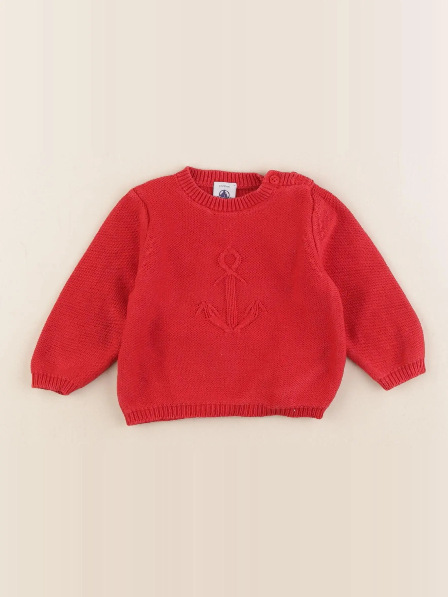 Petit Bateau - pull rouge - 6 mois