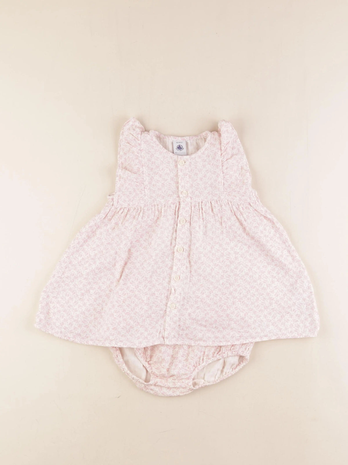 Petit Bateau - robe blanc, rose - 18 mois