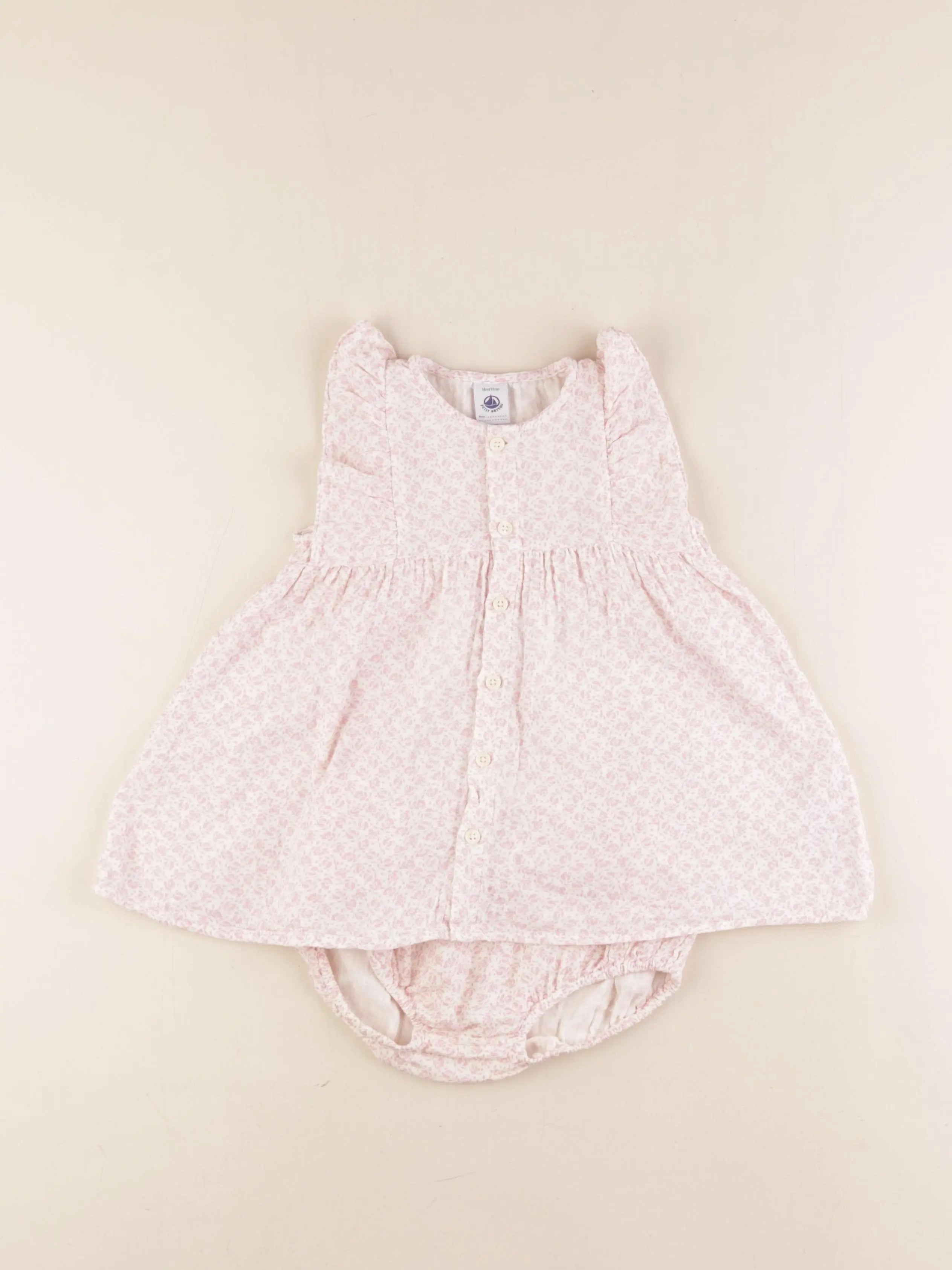 Petit Bateau - robe blanc, rose - 18 mois