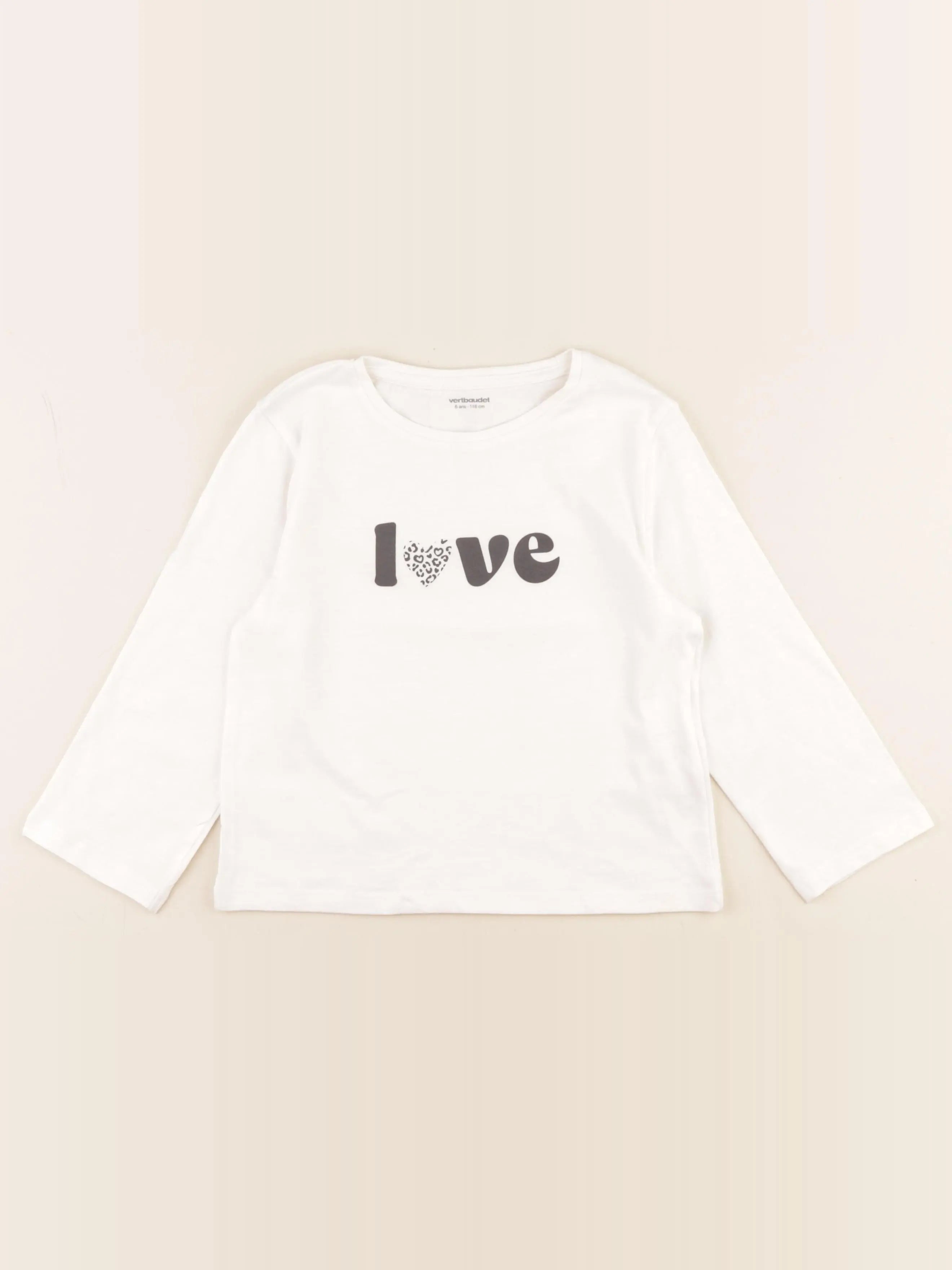 Vertbaudet - tee-shirt beige - 6 ans