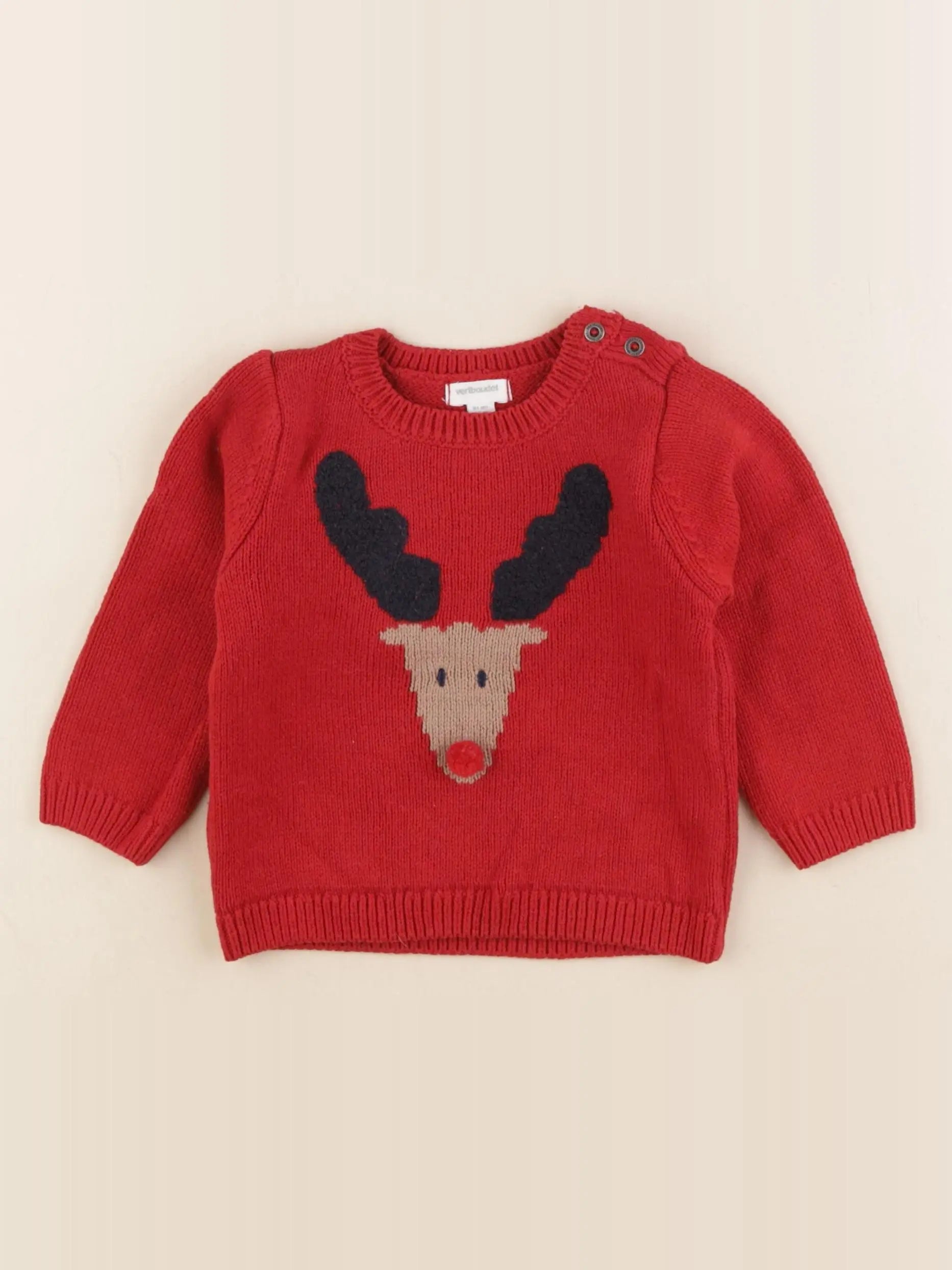 Vertbaudet - pull rouge - 18 mois