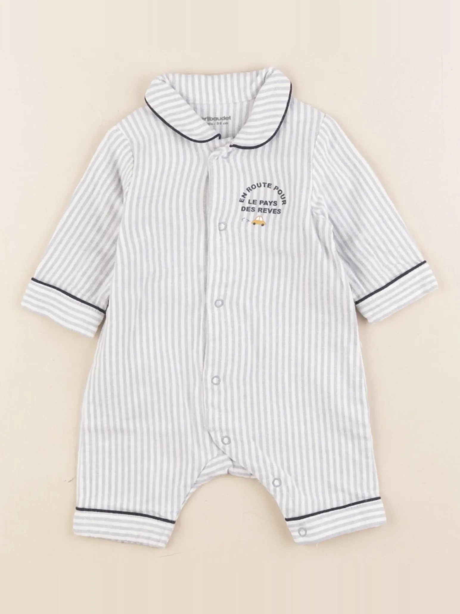 Vertbaudet - pyjama coton bleu - 1 mois