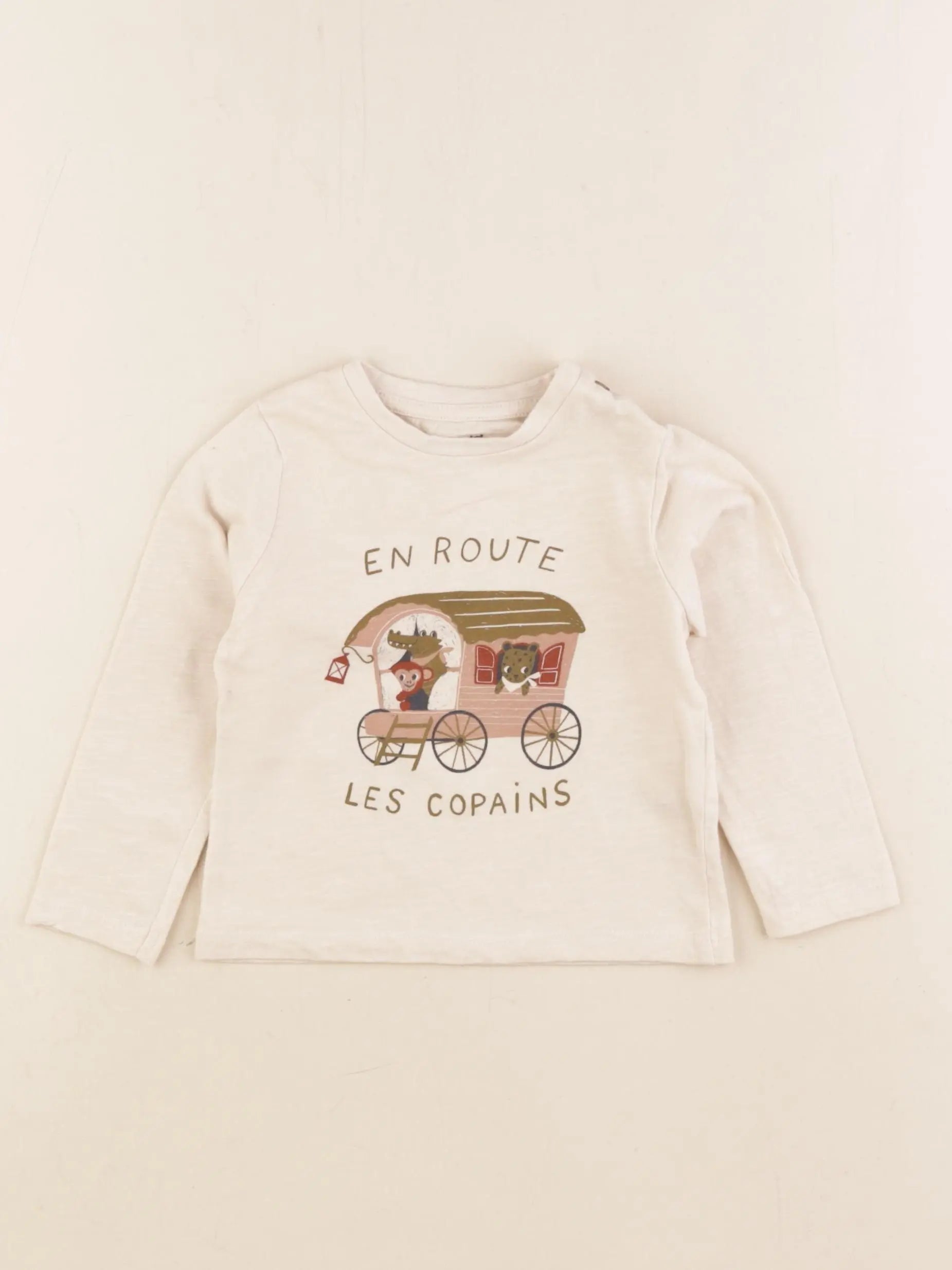 Vertbaudet - tee-shirt beige - 12 mois