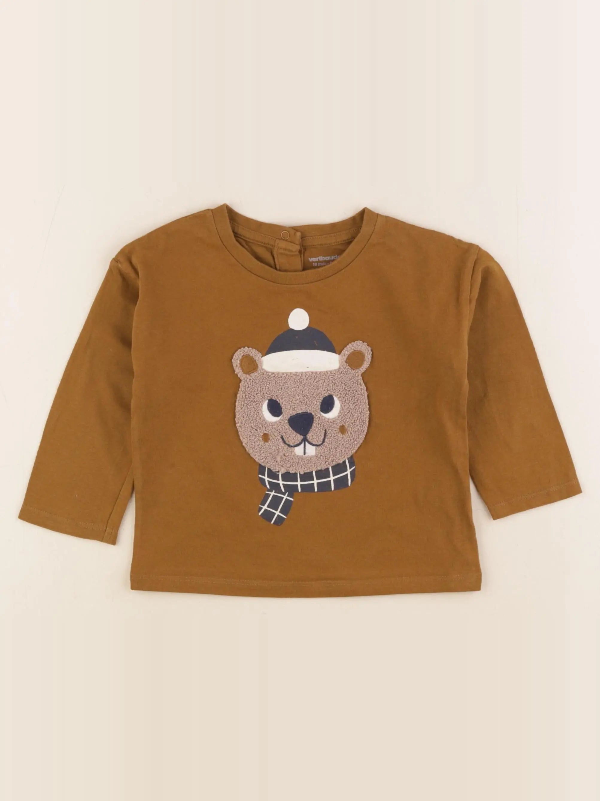 Vertbaudet - tee-shirt marron - 18 mois