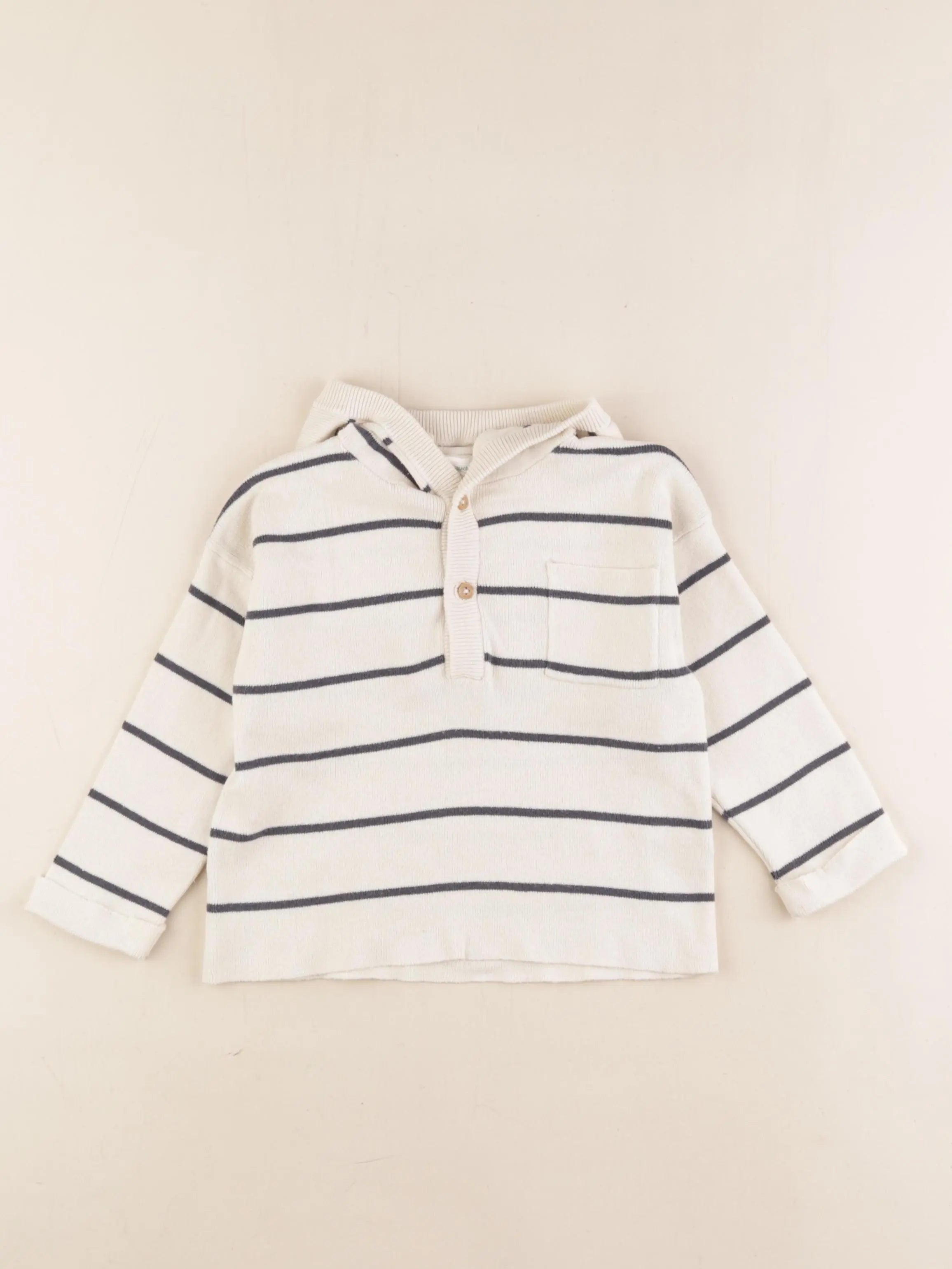 Vertbaudet - pull beige, bleu - 24 mois