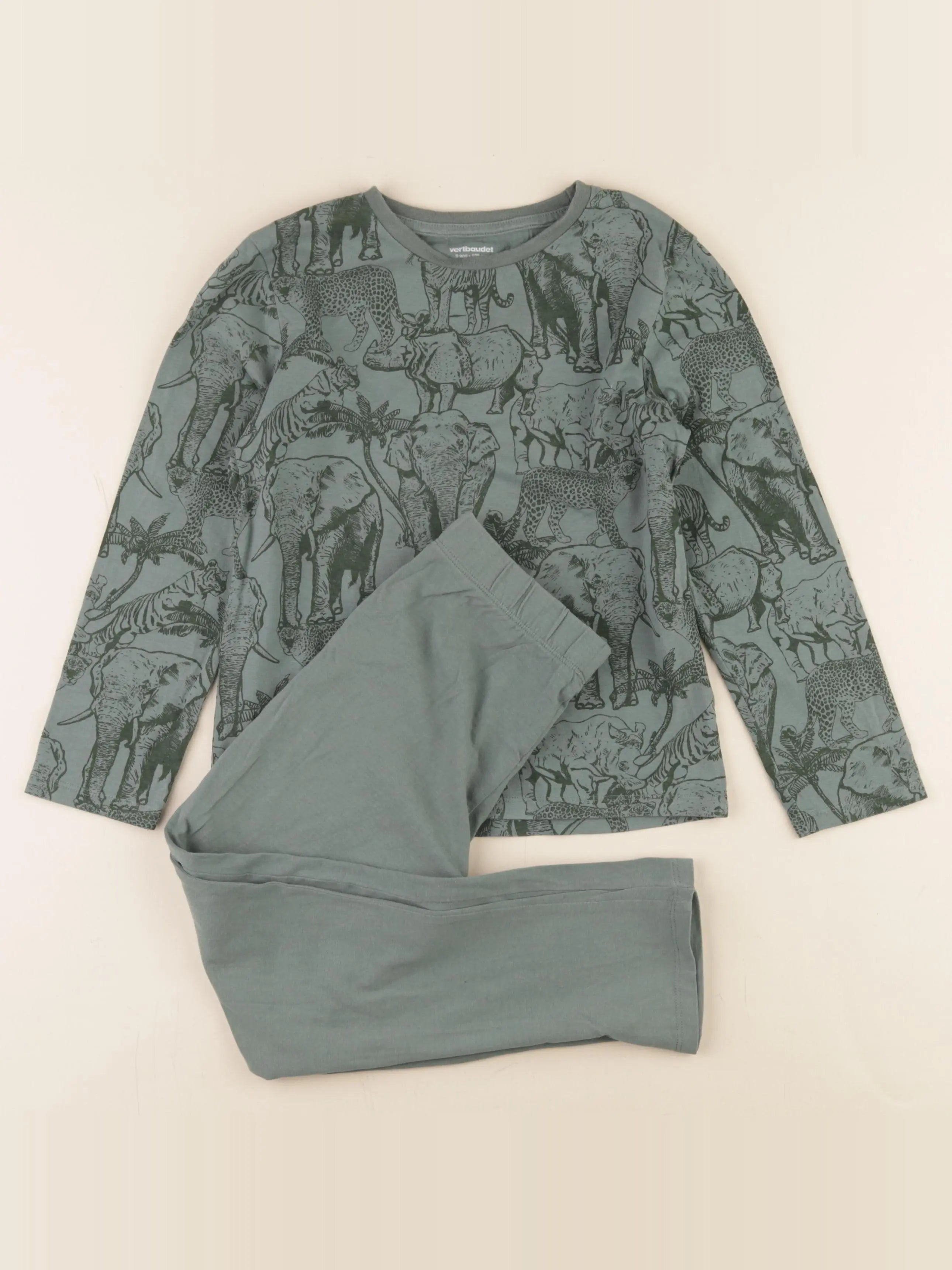 Vertbaudet - pyjama coton vert - 8 ans