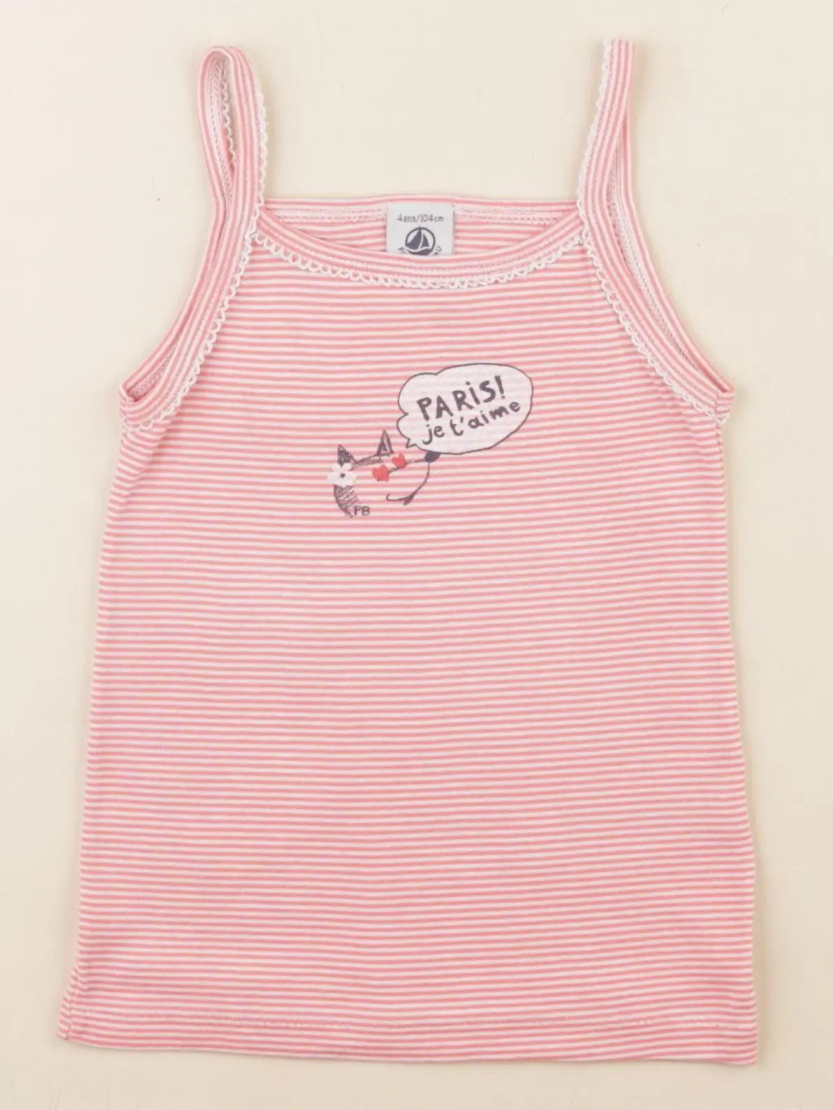 Petit Bateau - maillot de corps rose - 4 ans