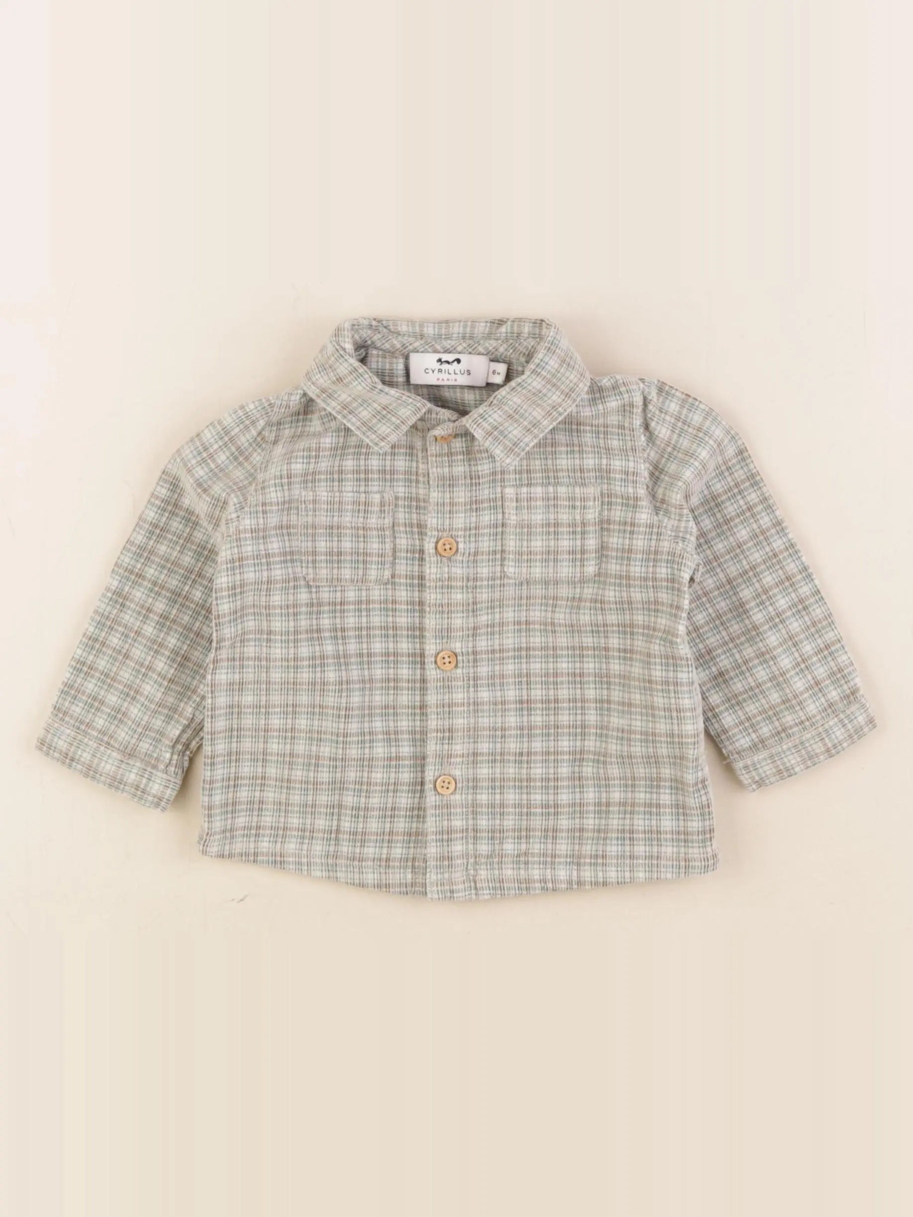 Cyrillus - chemise marron, vert - 6 mois