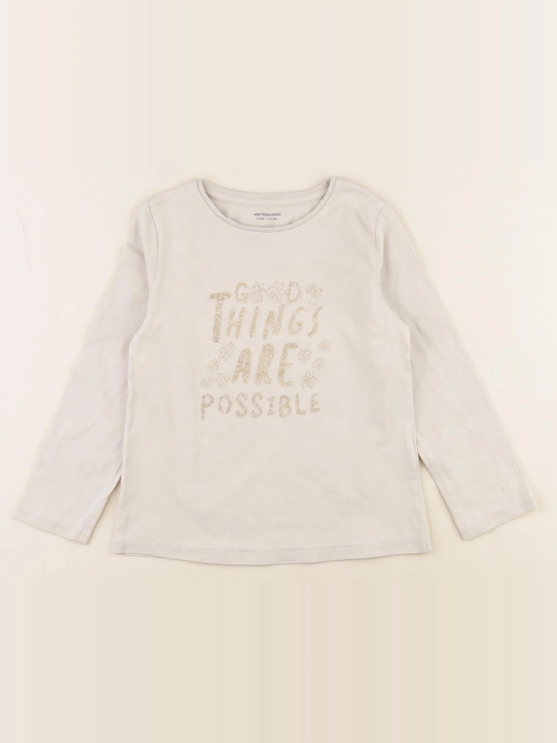 Vertbaudet - tee-shirt beige - 5 ans