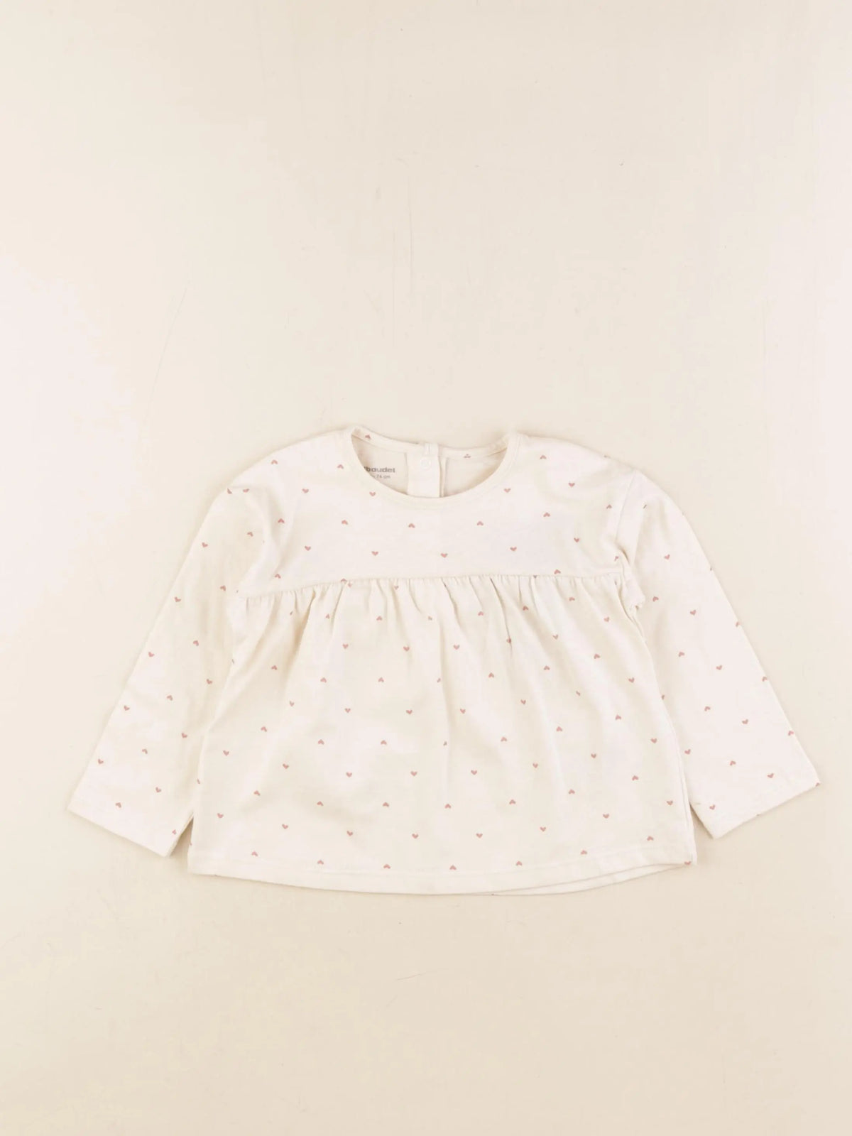 Vertbaudet - tee-shirt beige - 12 mois