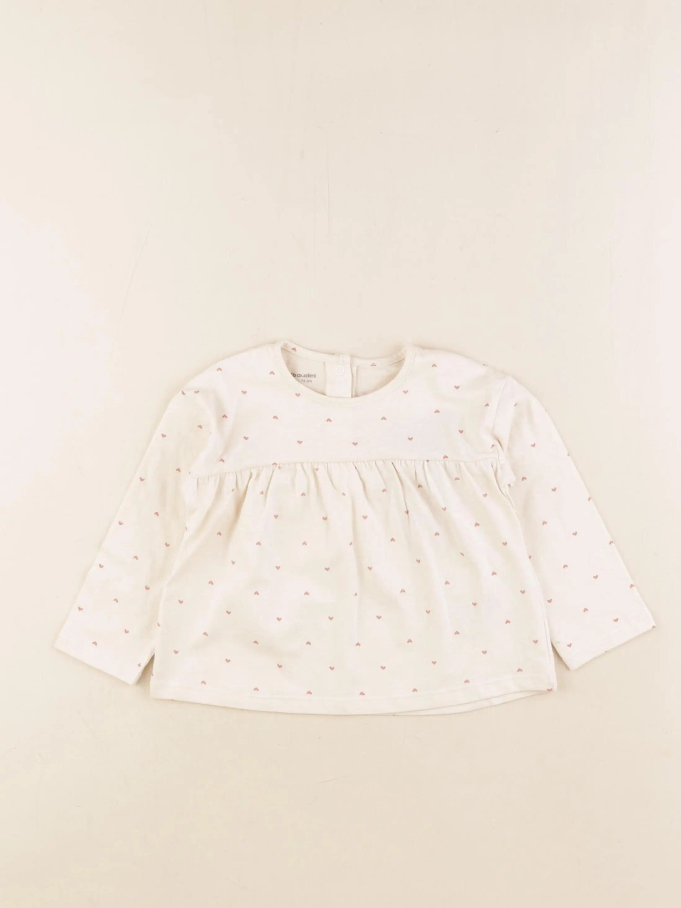 Vertbaudet - tee-shirt beige - 12 mois