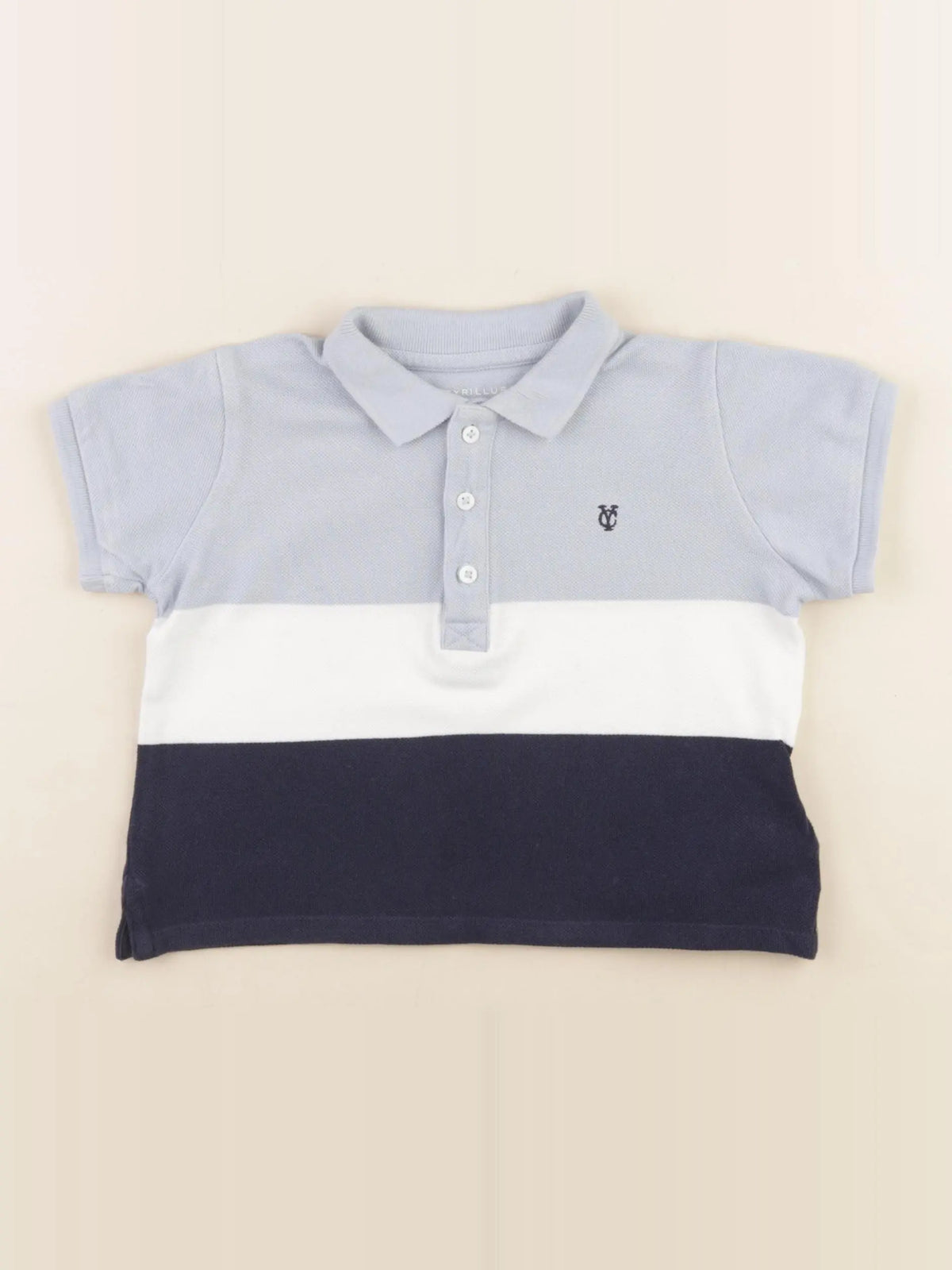 Cyrillus - polo blanc, bleu - 36 mois
