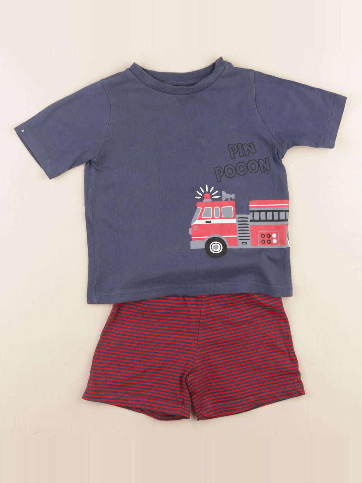 Vertbaudet - pyjama coton bleu, rouge - 3 ans