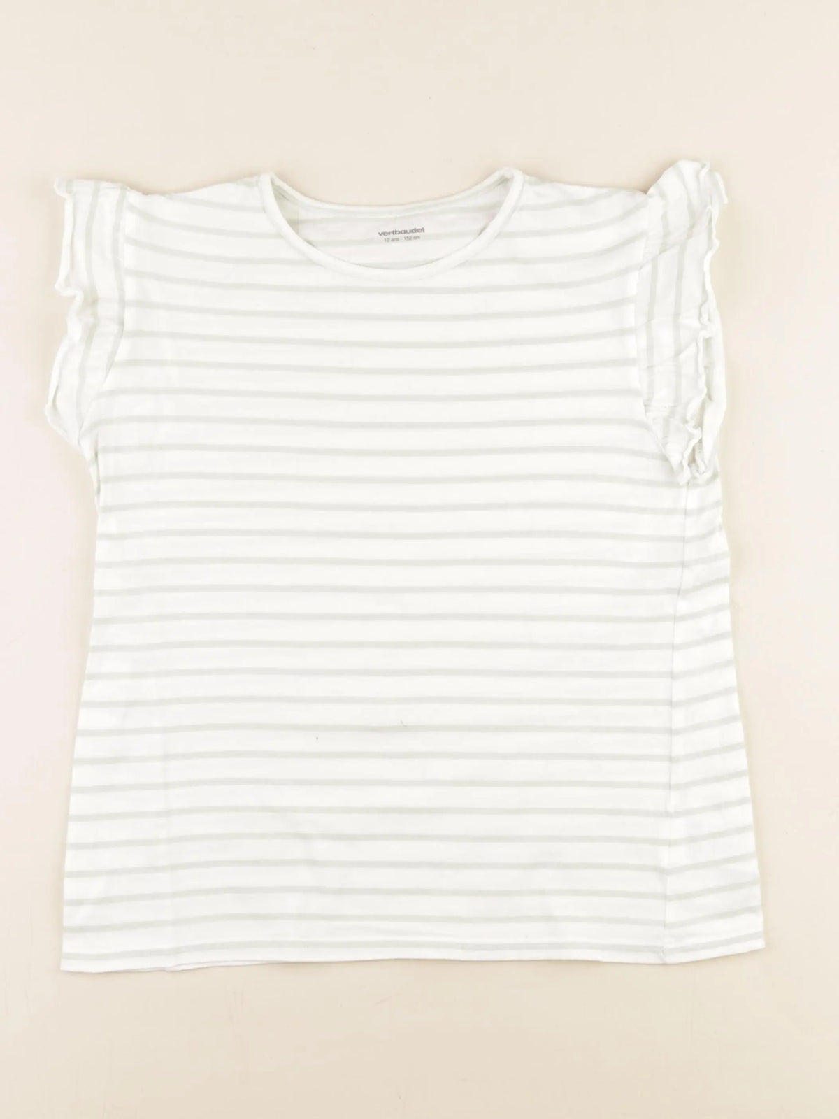 Vertbaudet - tee-shirt blanc, vert - 12 ans