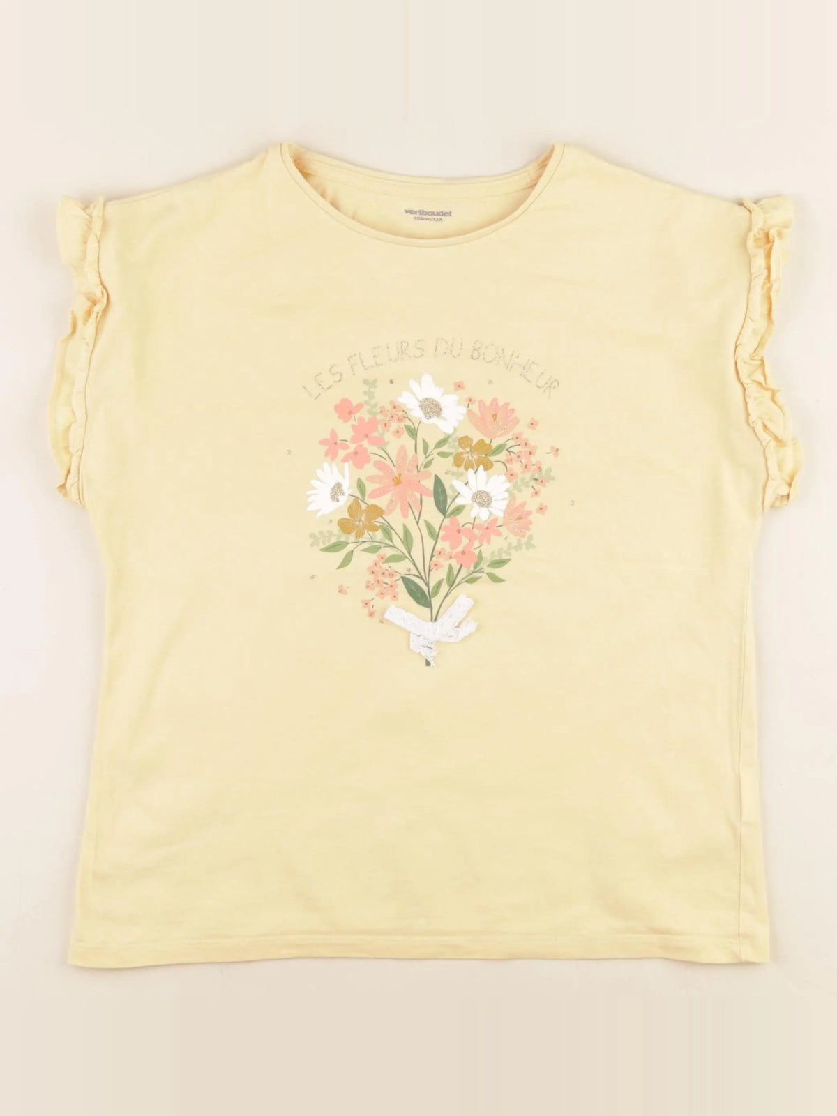Vertbaudet - tee-shirt jaune, or - 12 ans