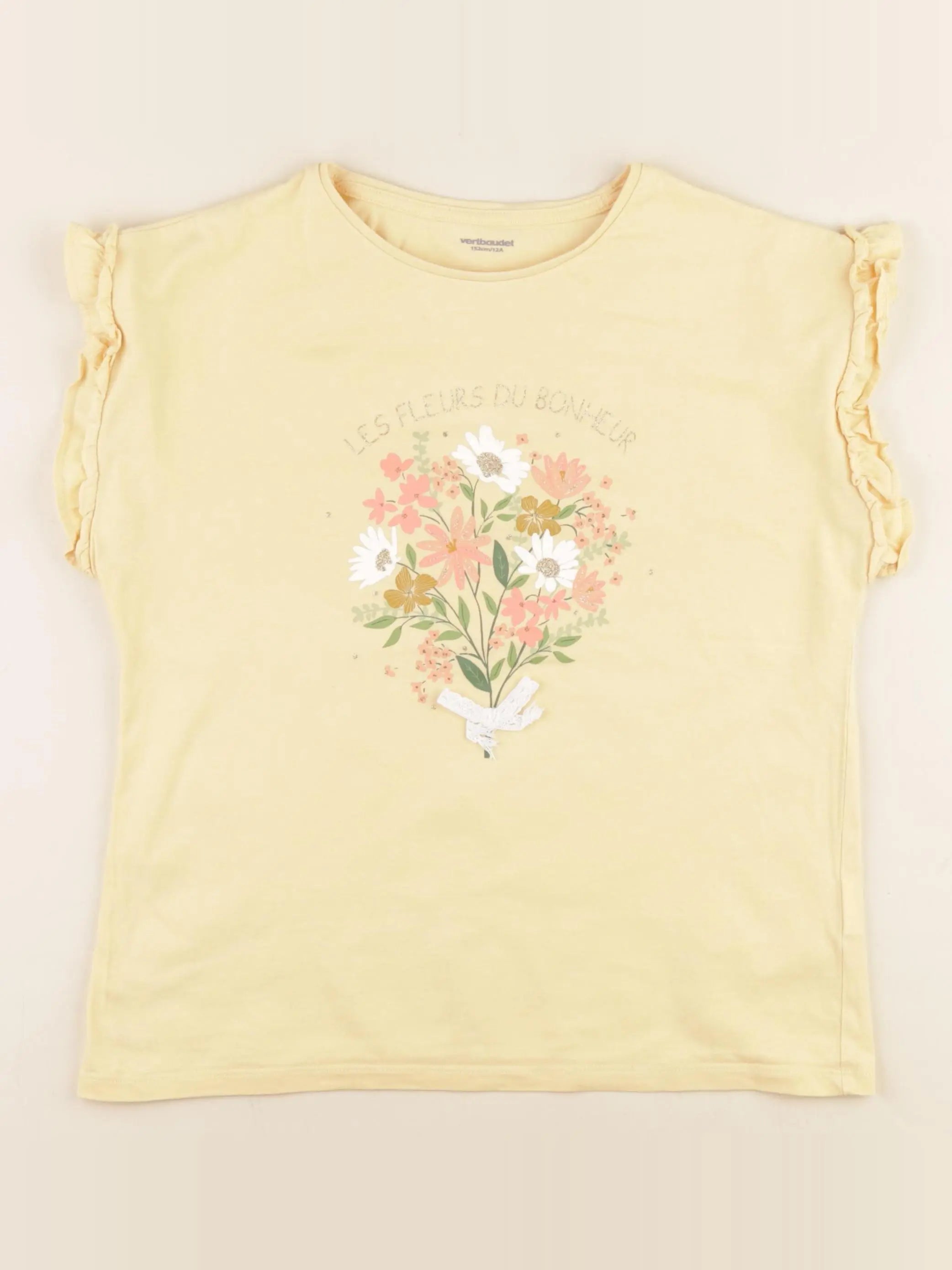 Vertbaudet - tee-shirt jaune, or - 12 ans