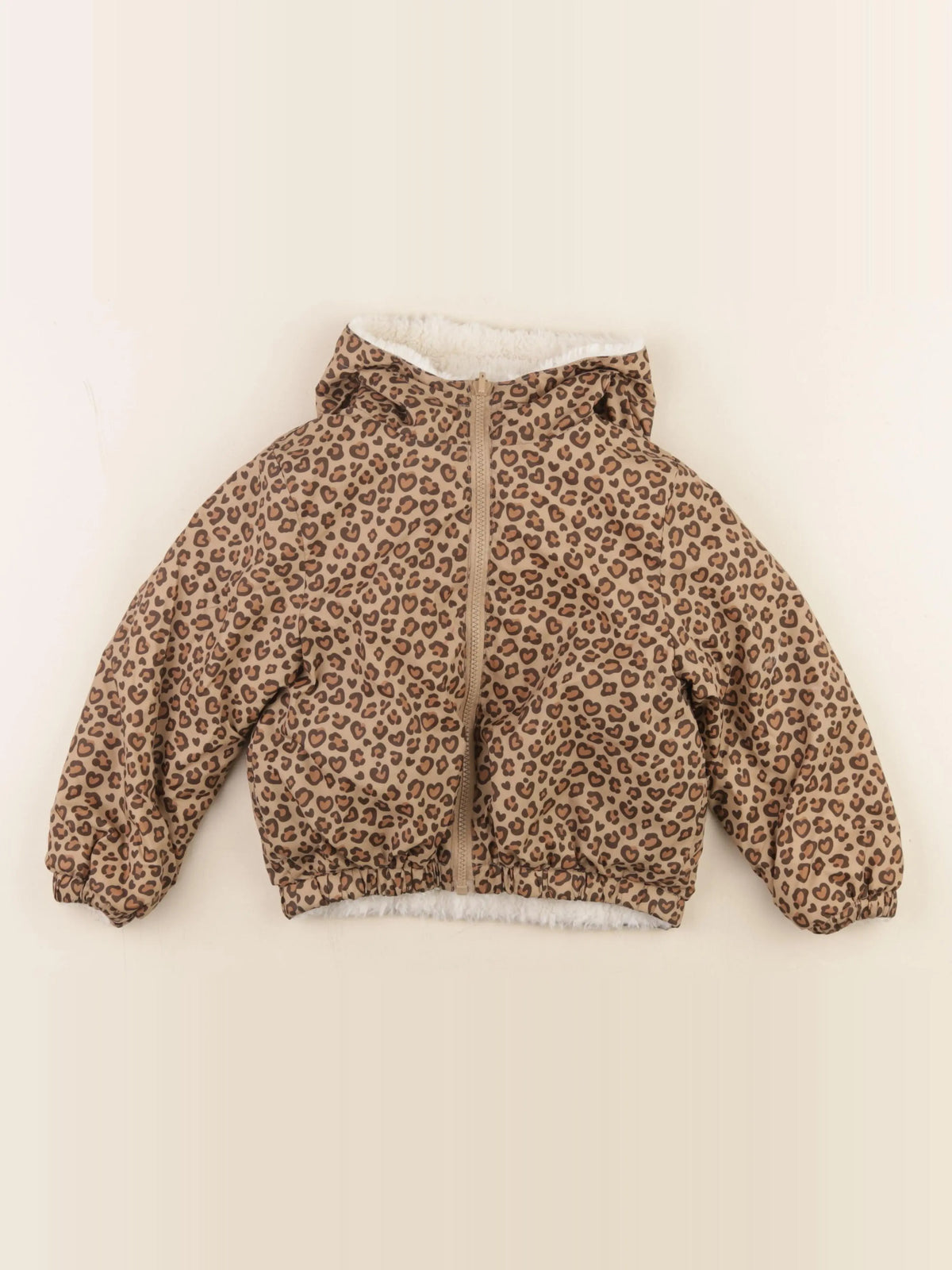 Vertbaudet - veste doublé, réversible marron, blanc - 5 ans