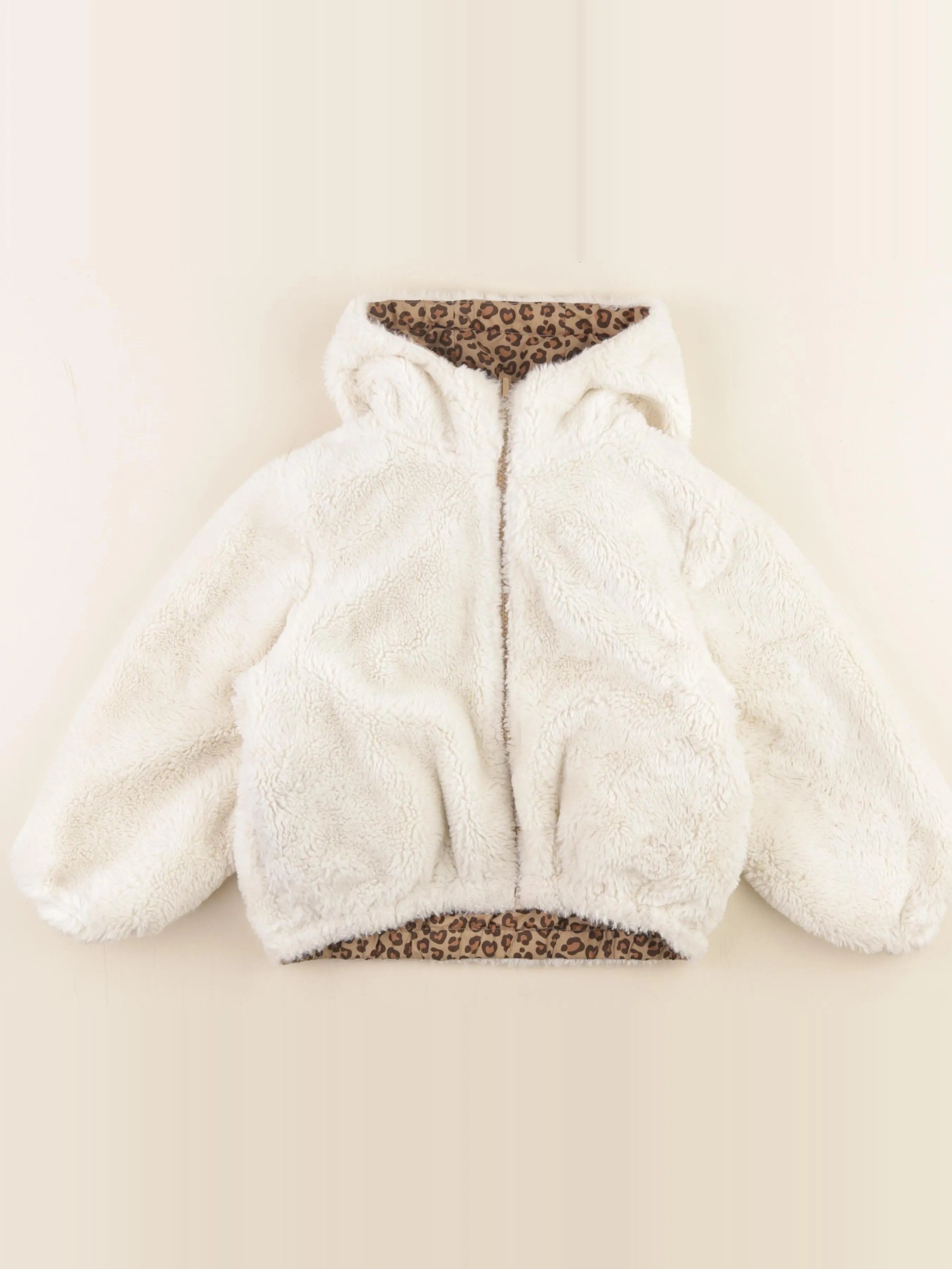 Vertbaudet - veste doublé, réversible marron, blanc - 5 ans