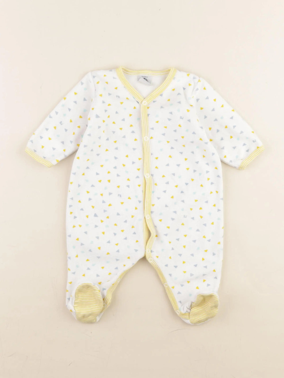 Petit Bateau - pyjama velours blanc, jaune - 1 mois