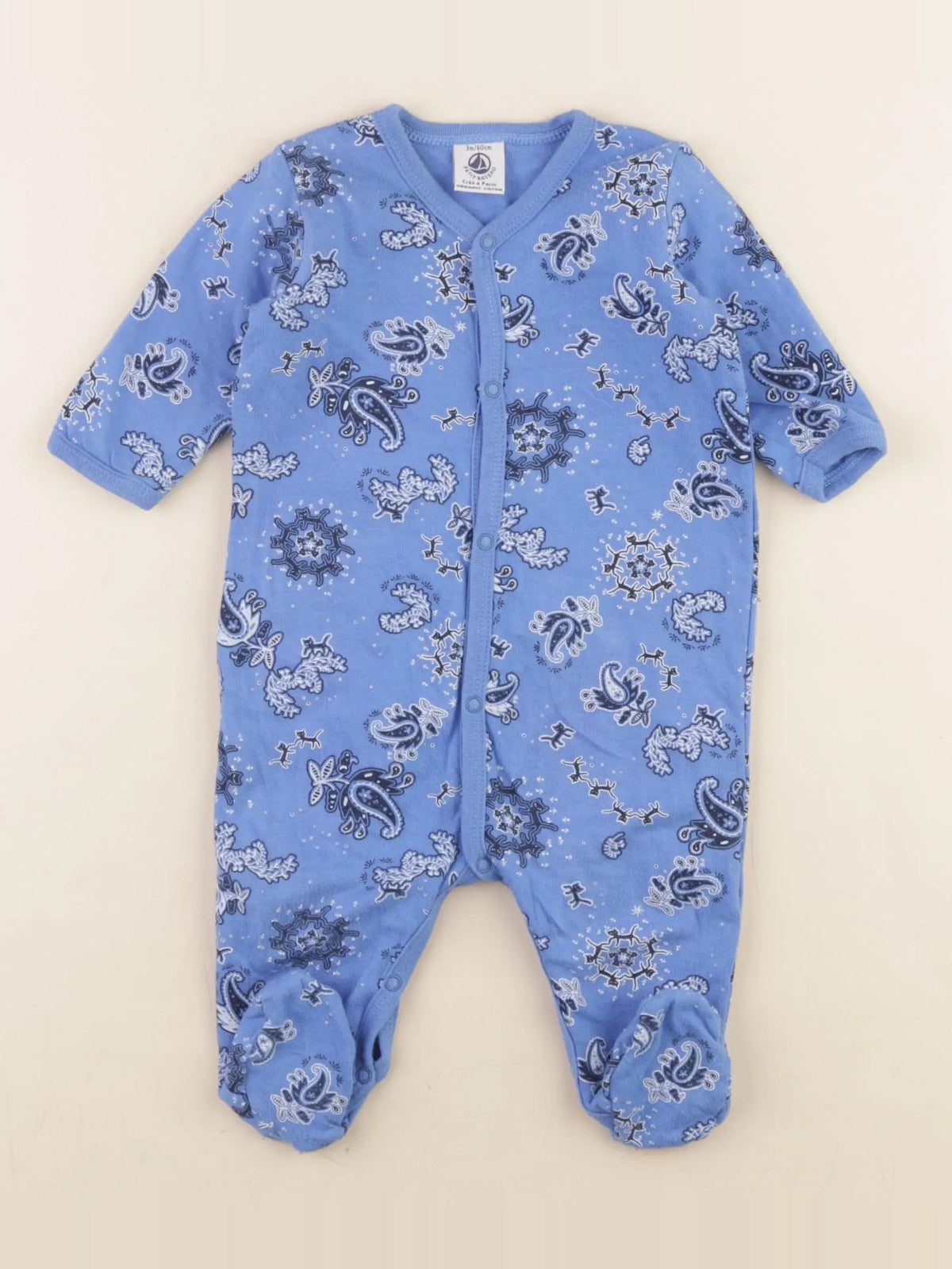 Petit Bateau - pyjama coton bleu - 1 mois