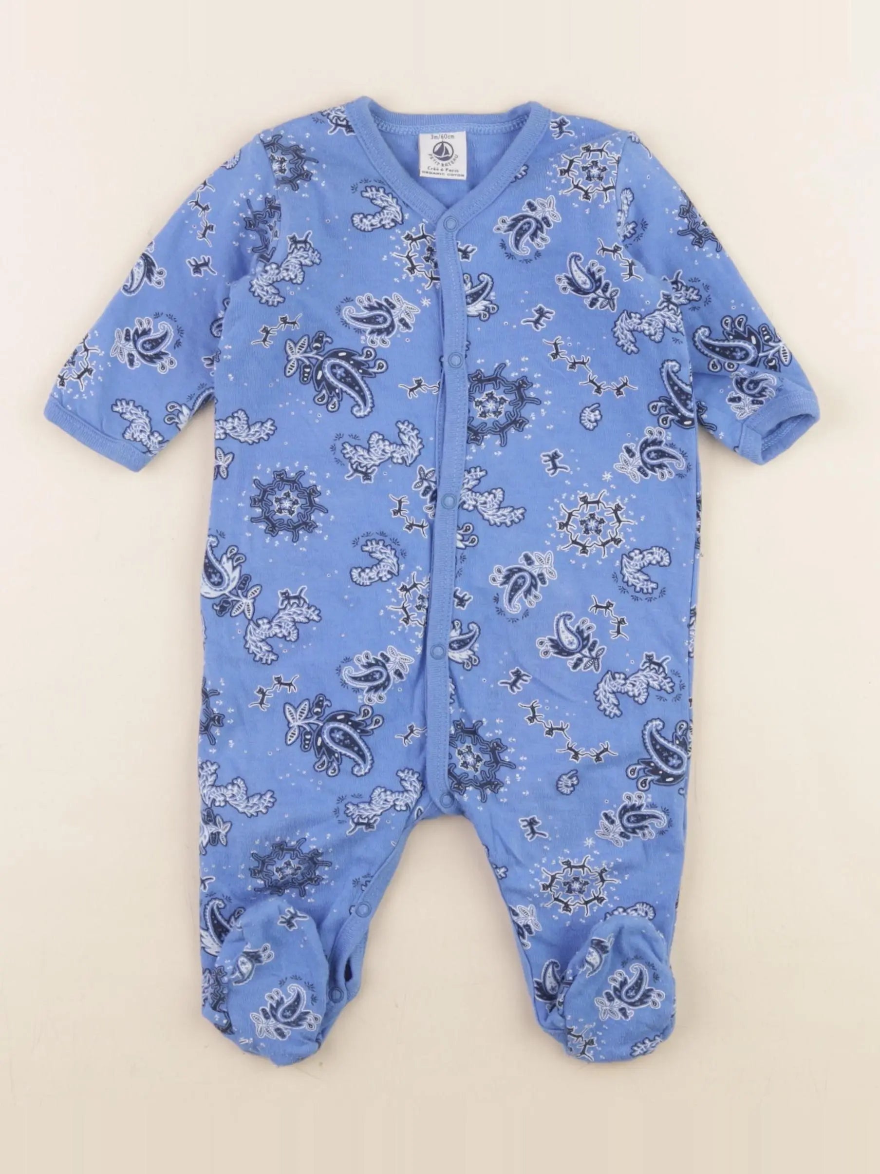 Petit Bateau - pyjama coton bleu - 1 mois