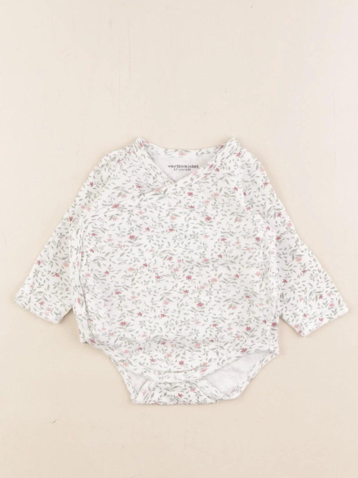 Vertbaudet - body blanc, vert - 6 mois