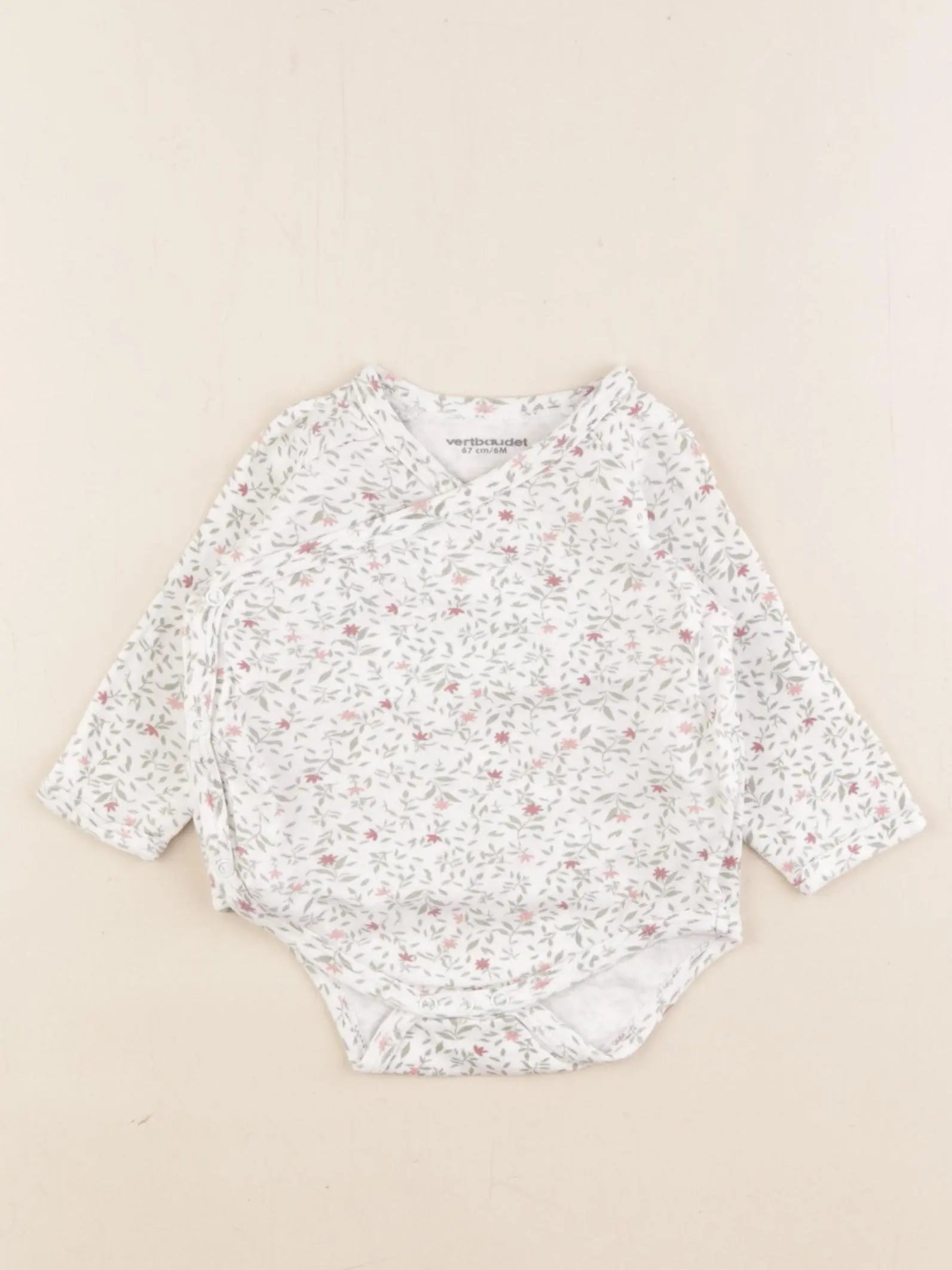 Vertbaudet - body blanc, vert - 6 mois