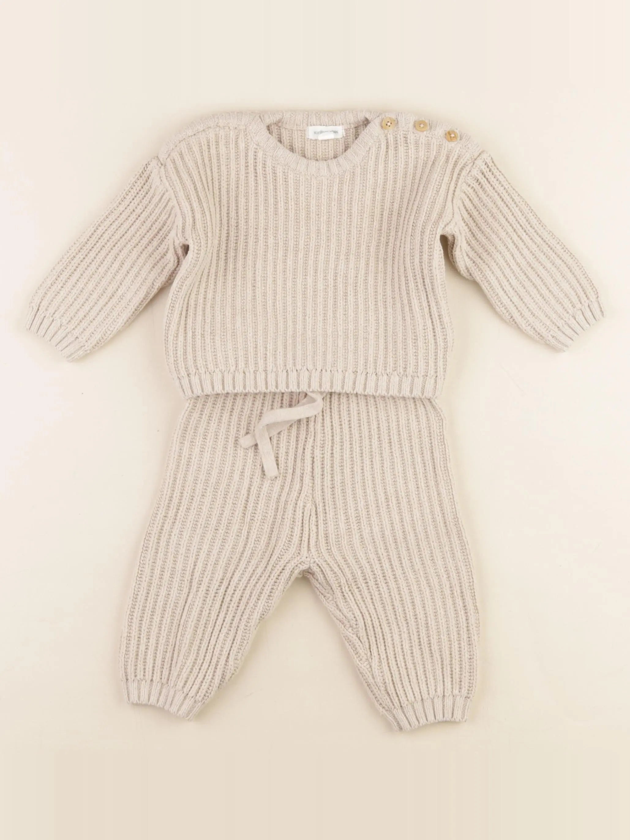 Vertbaudet - ensemble beige - 3 mois