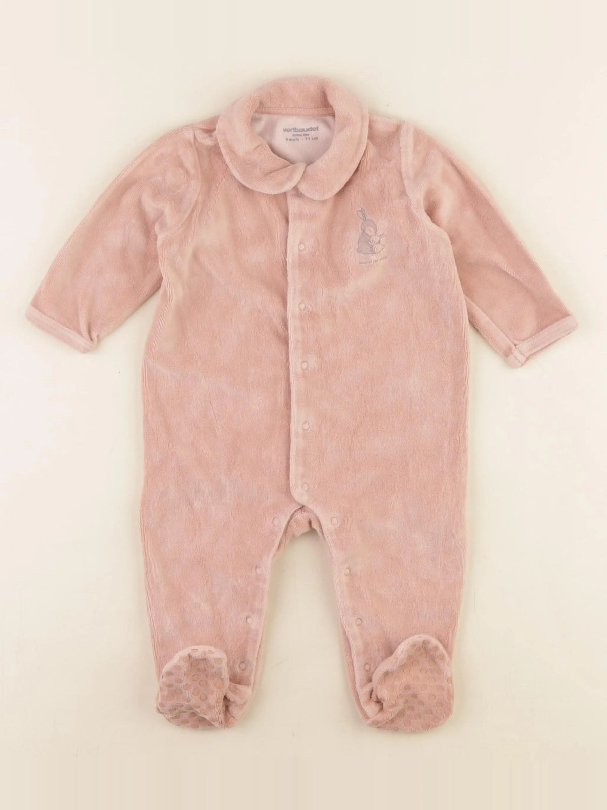 Vertbaudet - pyjama velours rose - 9 mois