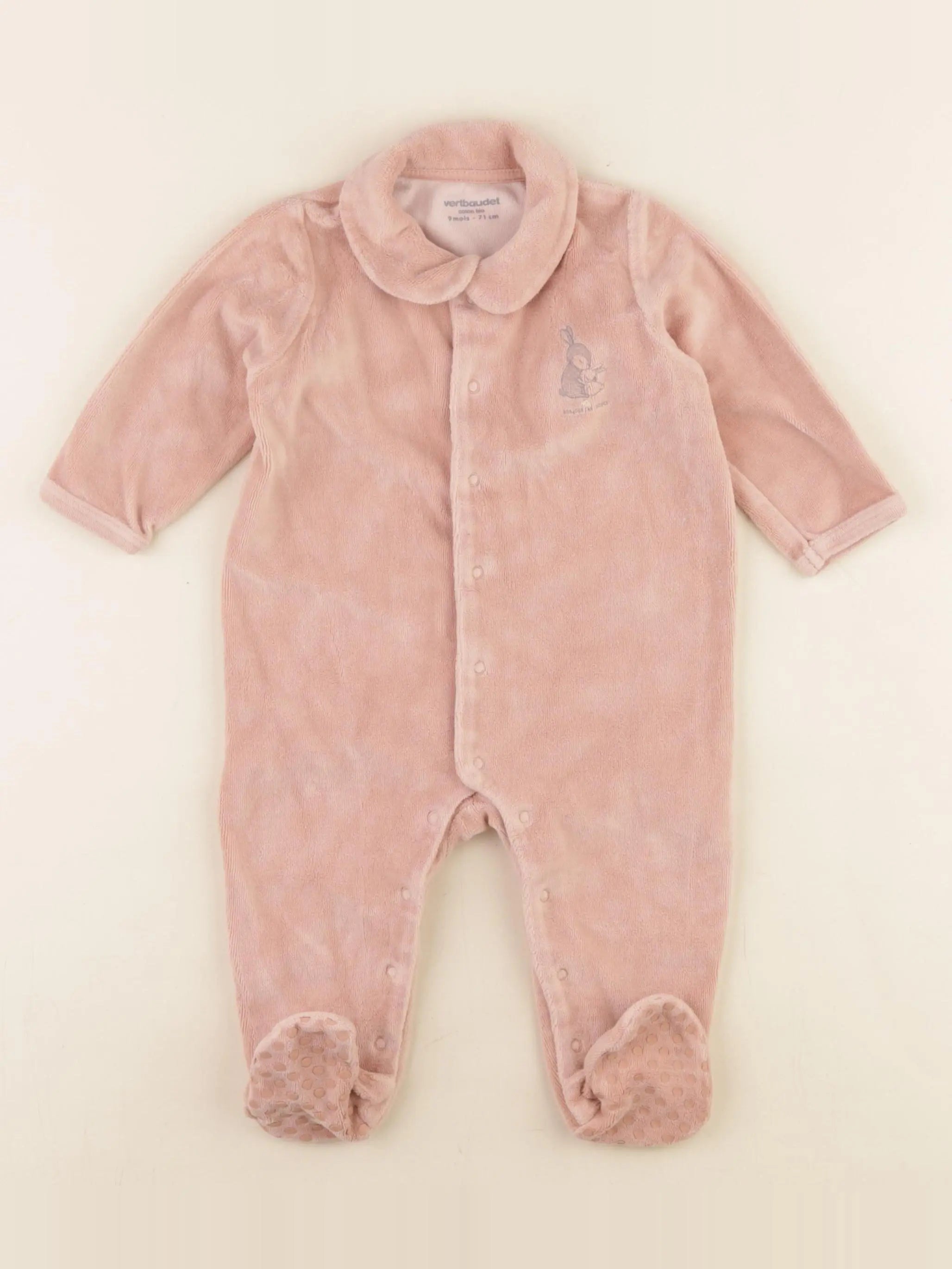 Vertbaudet - pyjama velours rose - 9 mois