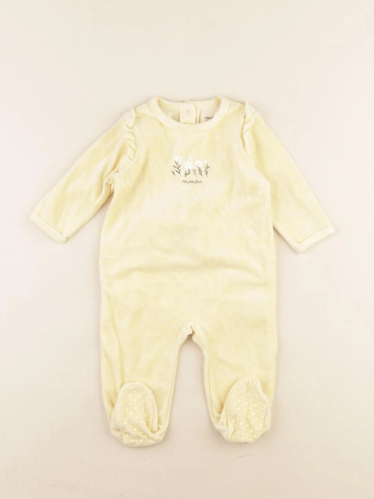 Vertbaudet - pyjama velours jaune - 9 mois