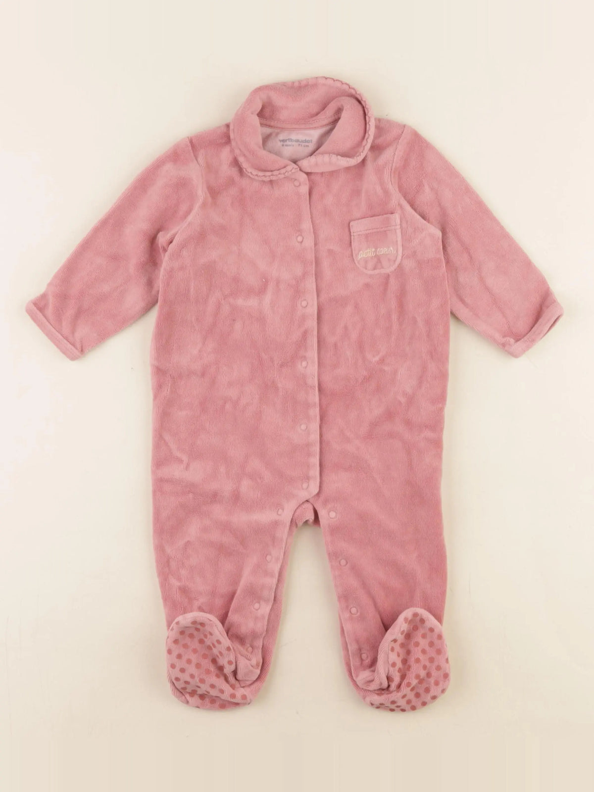 Vertbaudet - pyjama velours rose - 9 mois
