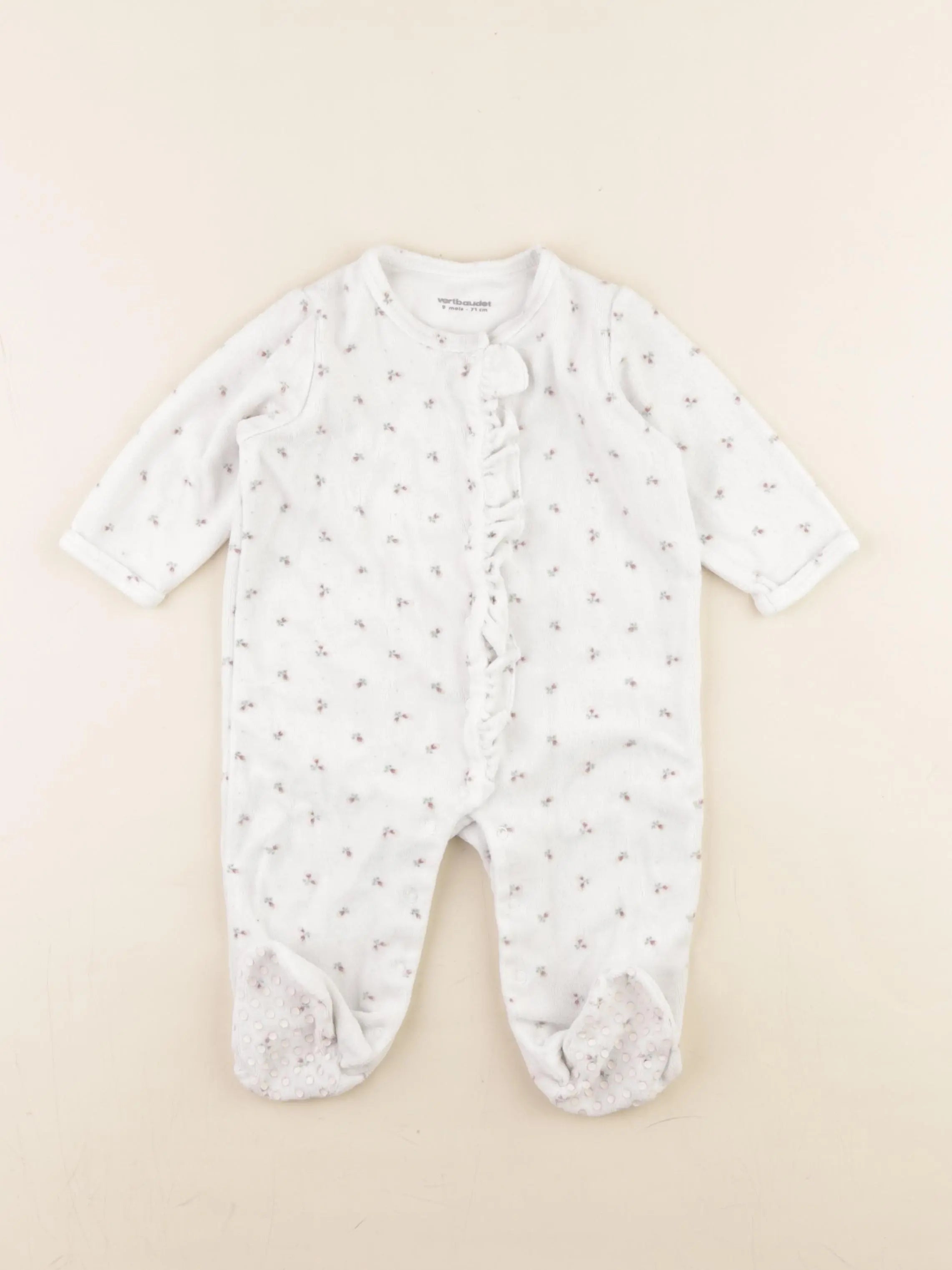 Vertbaudet - pyjama velours blanc - 9 mois