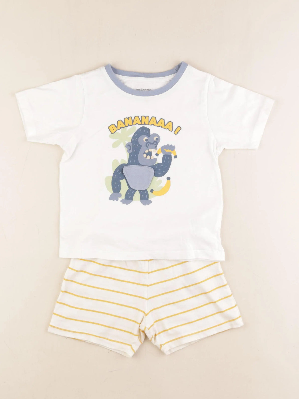 Vertbaudet - pyjama coton blanc, jaune - 4 ans