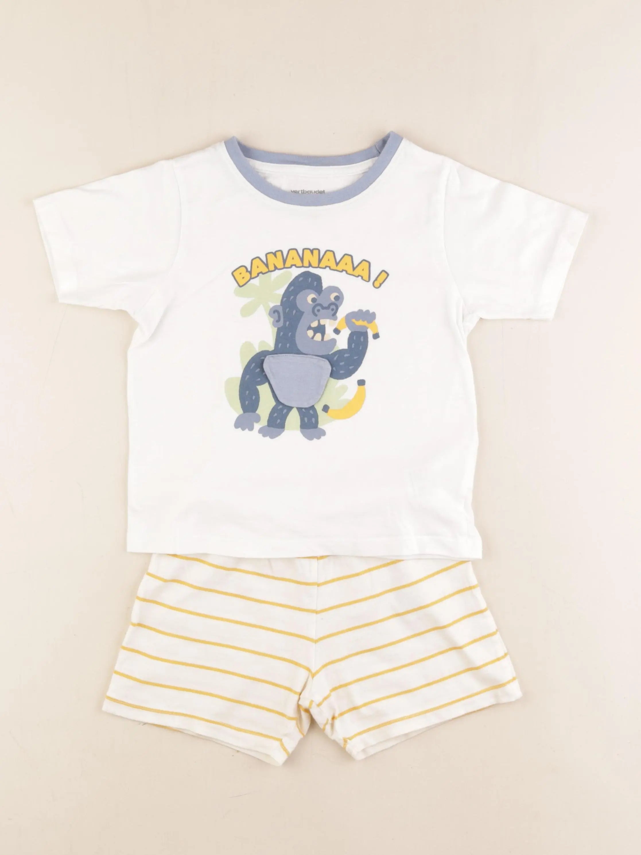 Vertbaudet - pyjama coton blanc, jaune - 4 ans