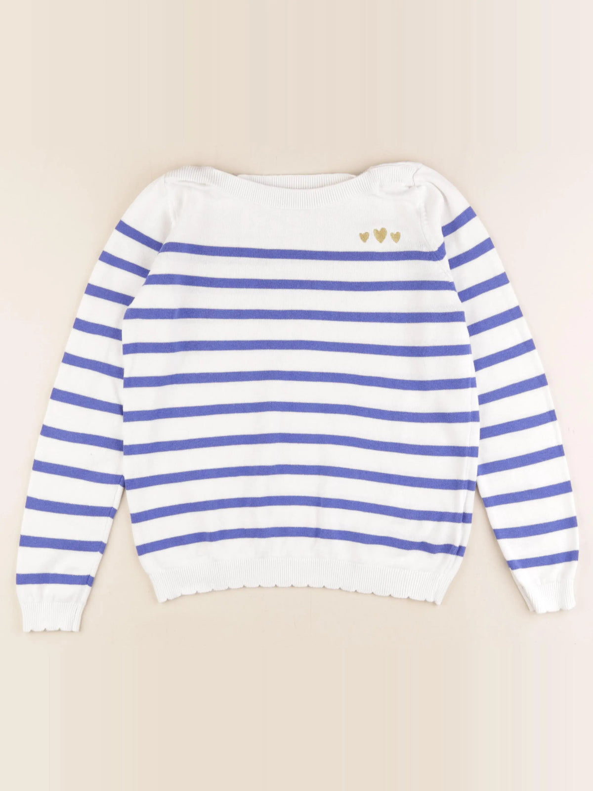 Vertbaudet - pull blanc, bleu - 12 ans