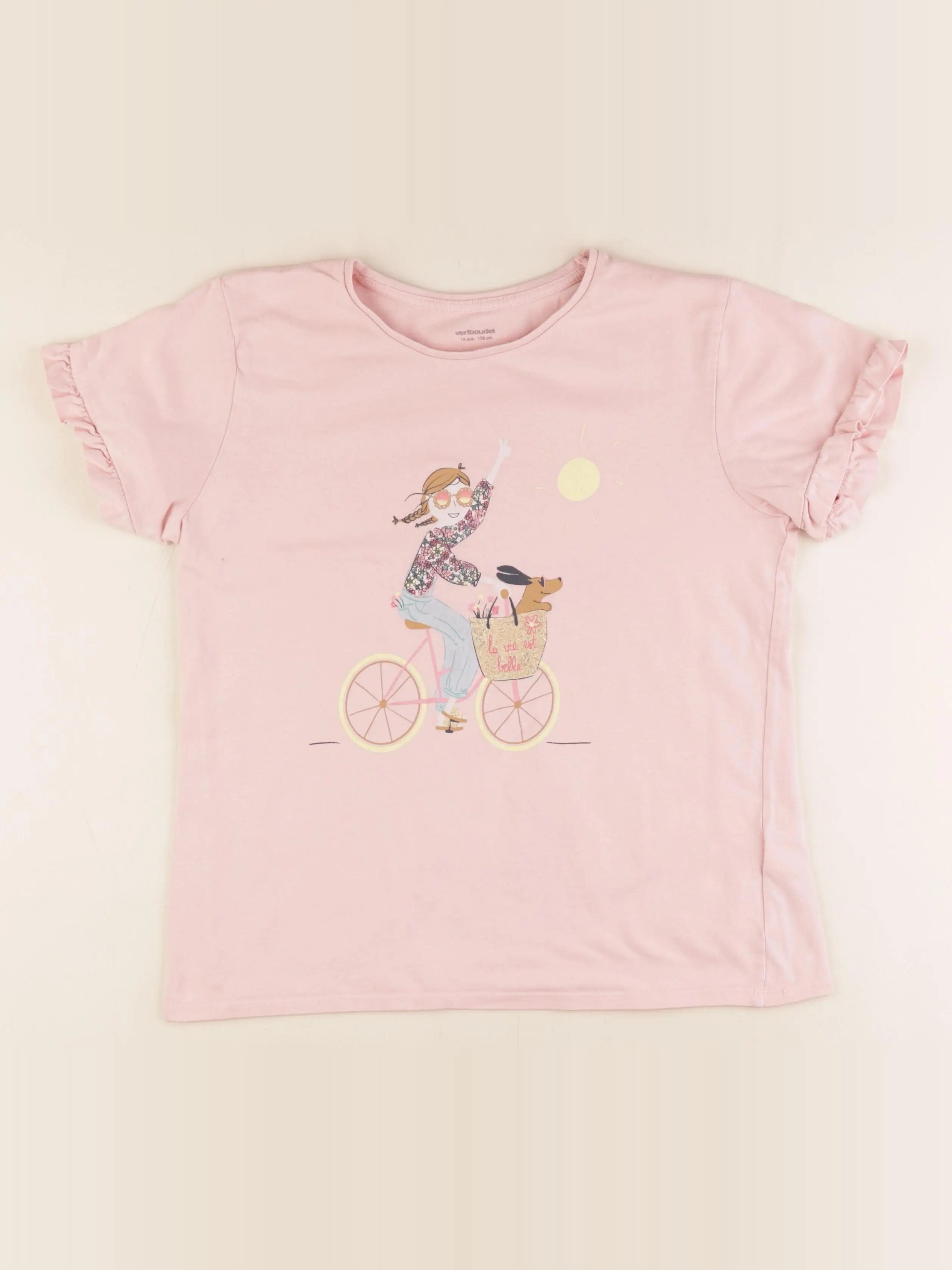 Vertbaudet - tee-shirt rose - 14 ans