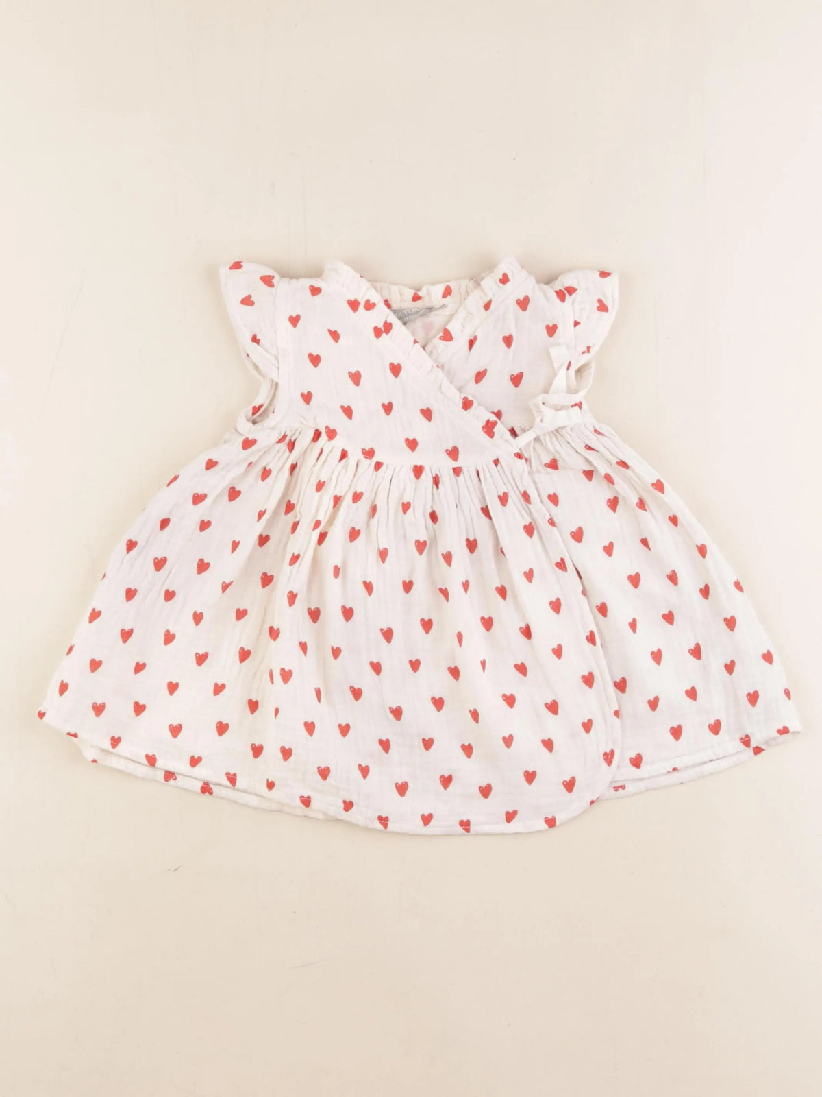 Boutchou - robe blanc, rouge - 6 mois