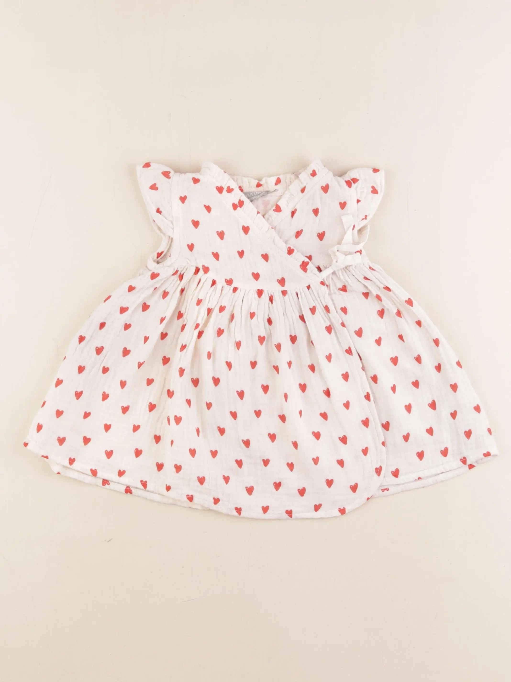Boutchou - robe blanc, rouge - 6 mois